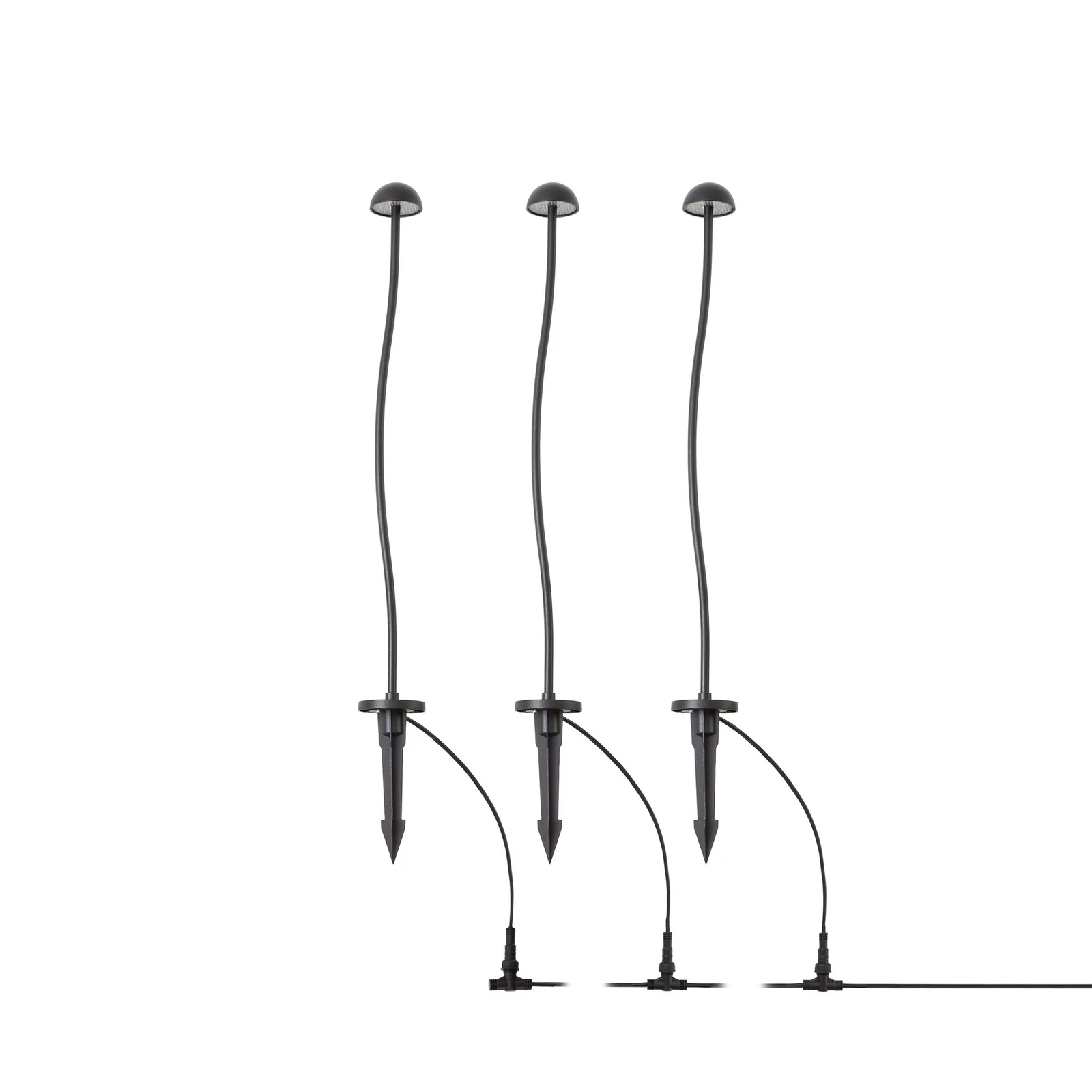 Lindby LED-lampe med jordspyd Soremi, sort, sæt med 3 stk., IP44