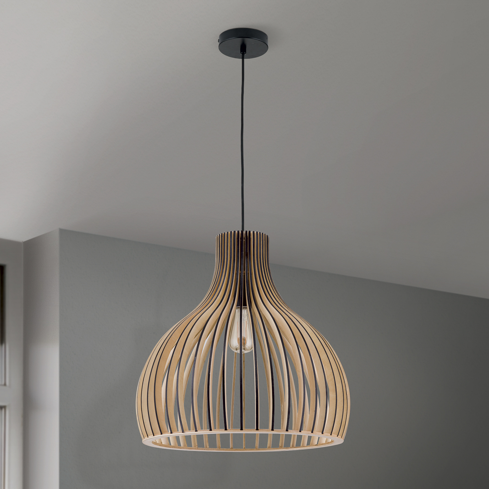 Suspension Erik, Ø 45 cm, bois, couleur naturelle, E27