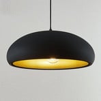 Lindby hanging light Gerwina, black/gold, metal, 40 cm, E27