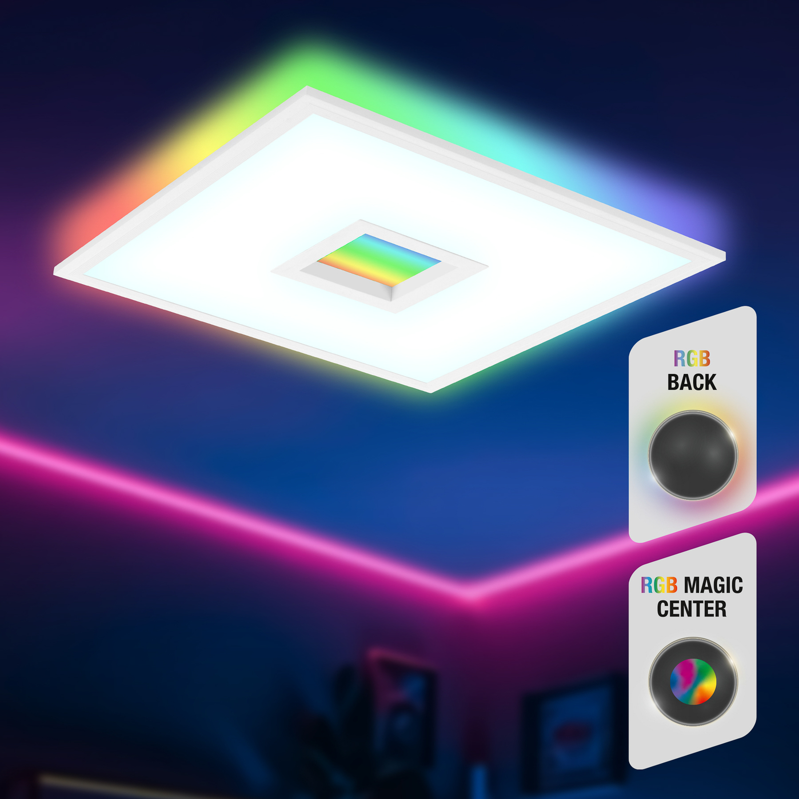 LED-panel mittback CCT RGB 45x45cm vit