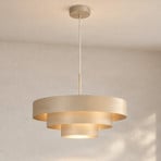 Lampada a sospensione Trio, grigio-beige, metallo