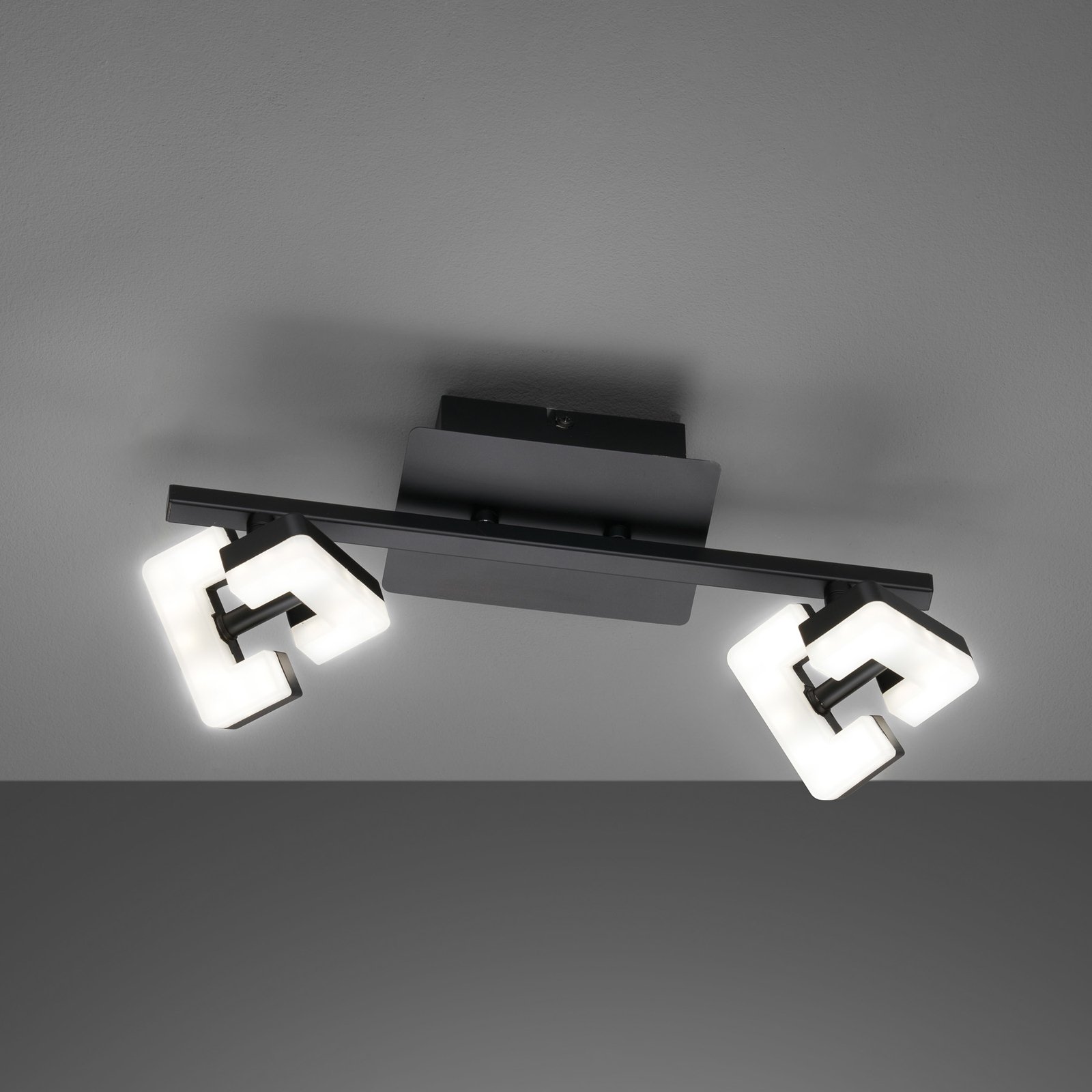 Ray Candeeiro de teto LED, 34 cm, 2 lâmpadas, preto, metal