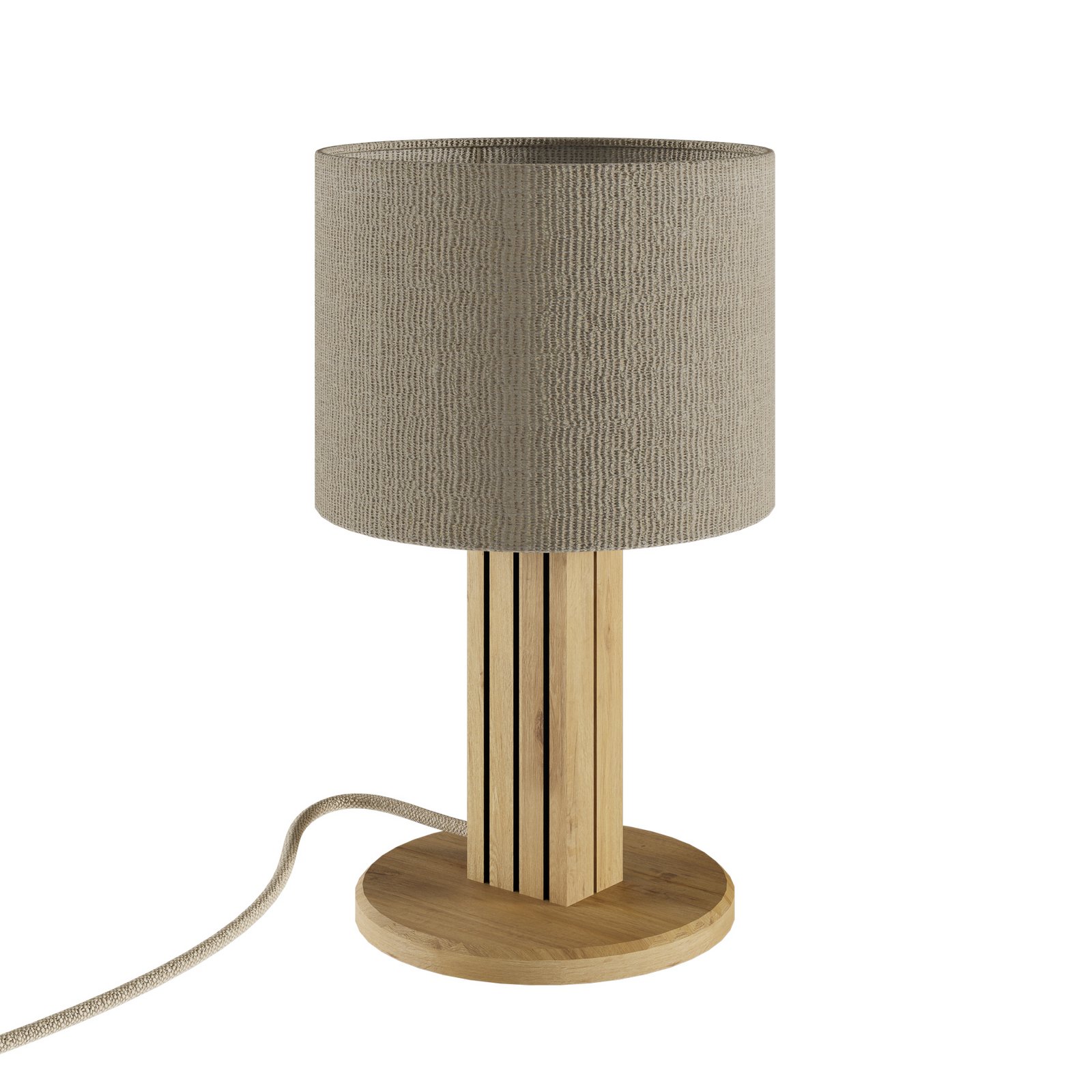 Stolna lampa Inka S, hrast/crna, drvo/tkanina, visina 30 cm