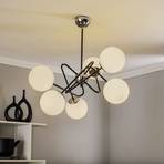 Virginia plafondlamp, 6-lamps, wit/chroom/zwart