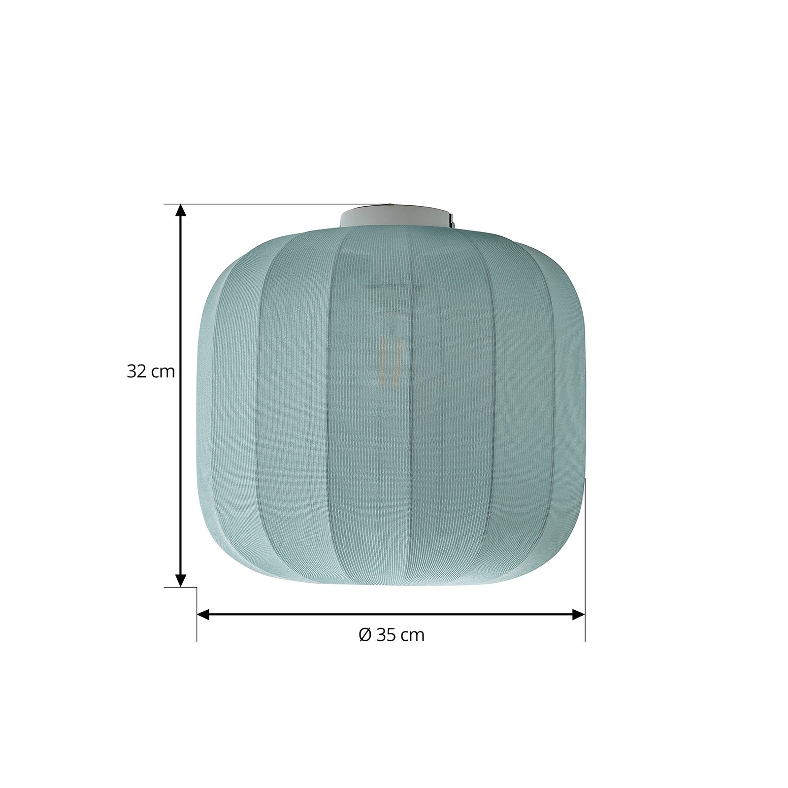 Lindby Helin ceiling light, blue, fabric, Ø 35 cm