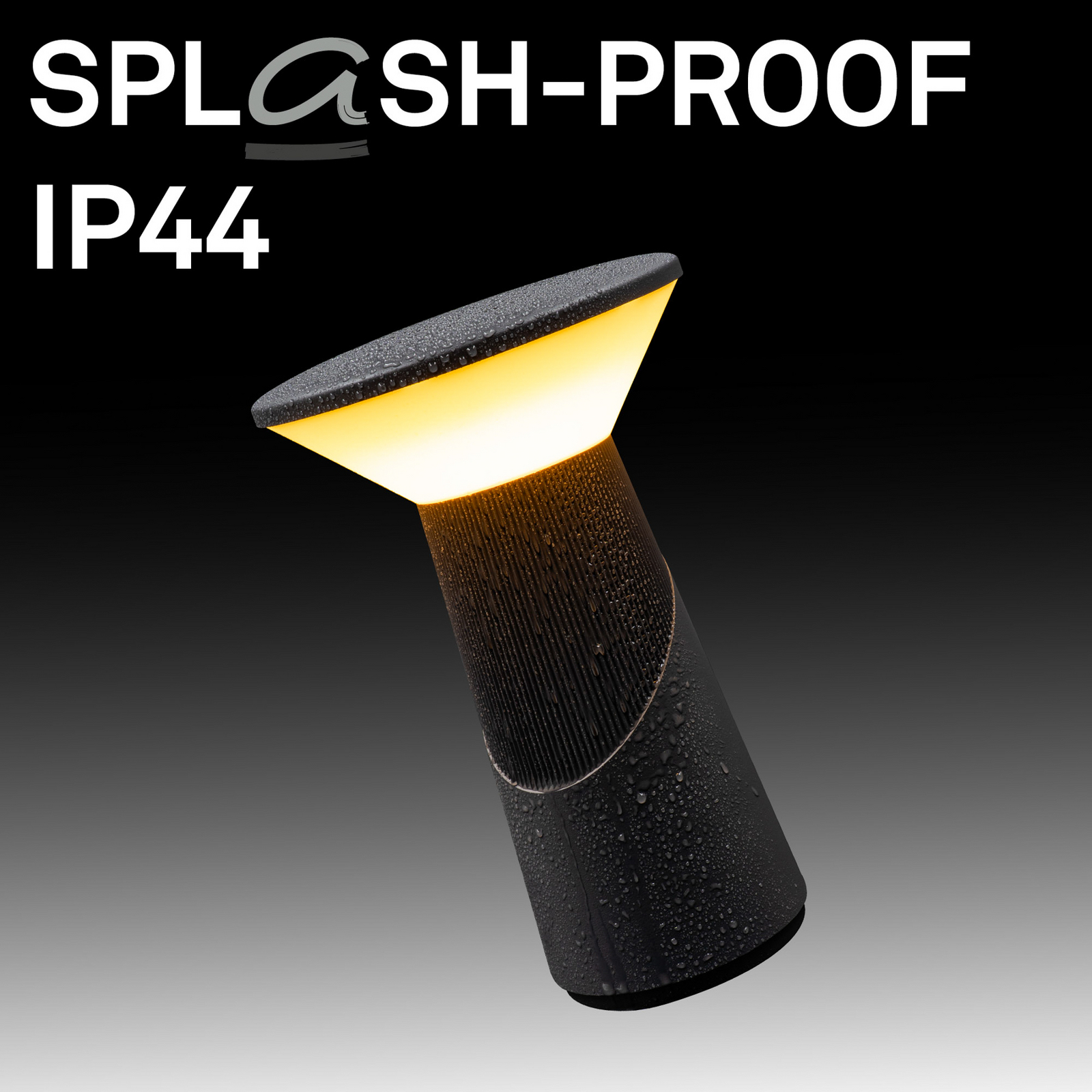 Lampa stołowa LED z akumulatorem Pilia, antracytowa, wysokość 24 cm, IP44 Lampa stołowa LED z akumulatorem Pilia, antracytowa, wysokość 24 cm, IP44