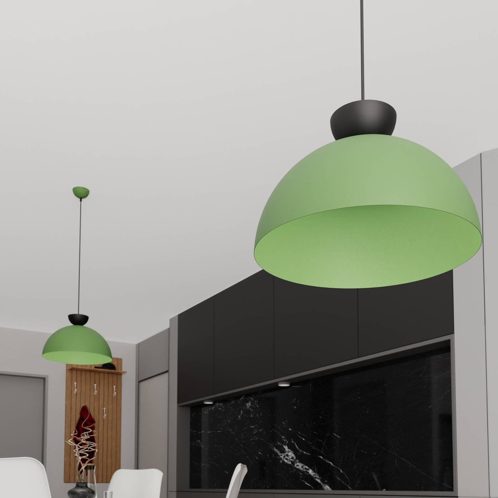 EMIBIG LIGHTING Závěsné světlo Lunaro, zelené, Ø 40 cm, kov