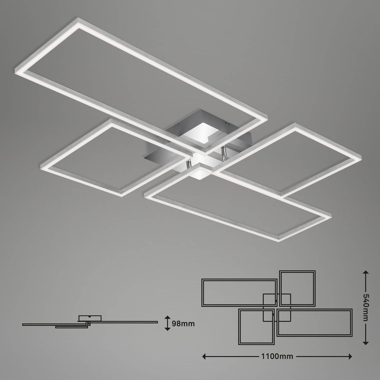 Lampa sufitowa LED Frame CCT, chromowa, 110x54cm