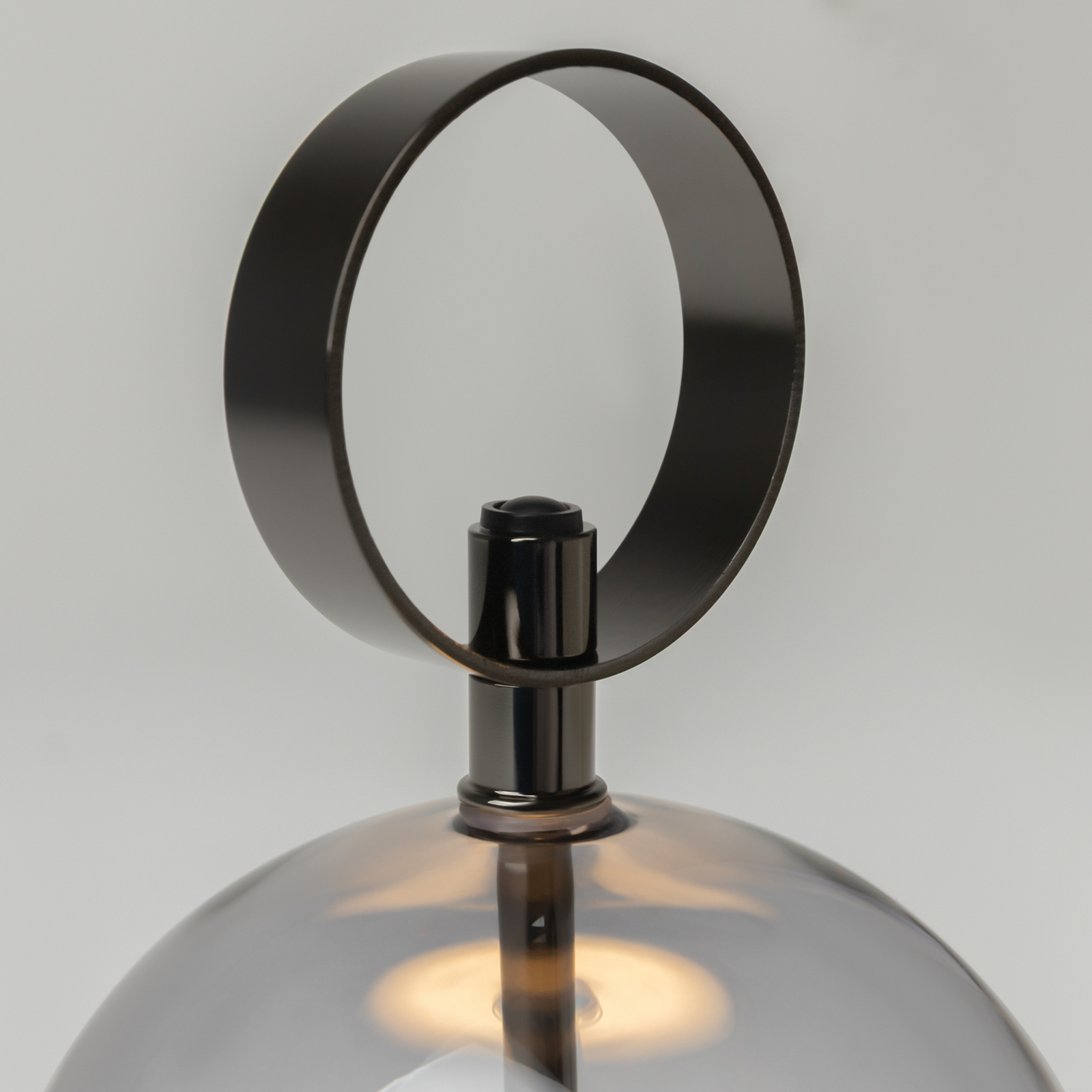 DOUBLE MOON rechargeable LED table lamp, smoky grey, height 25 cm, glass DOUBLE MOON rechargeable LED table lamp, smoky grey, height 25 cm, glass
