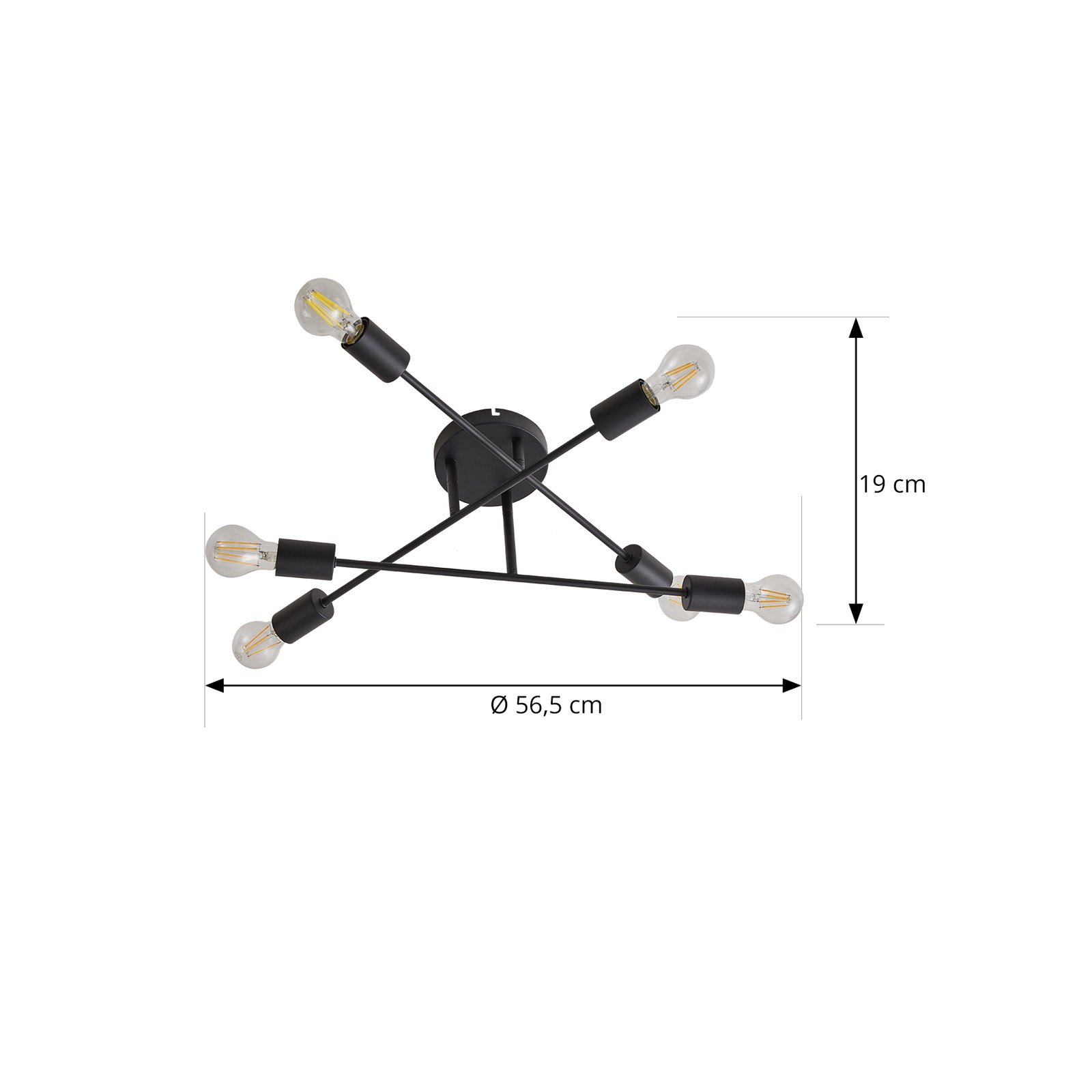 Estar 6 Ceiling Lamp Black - Lindby