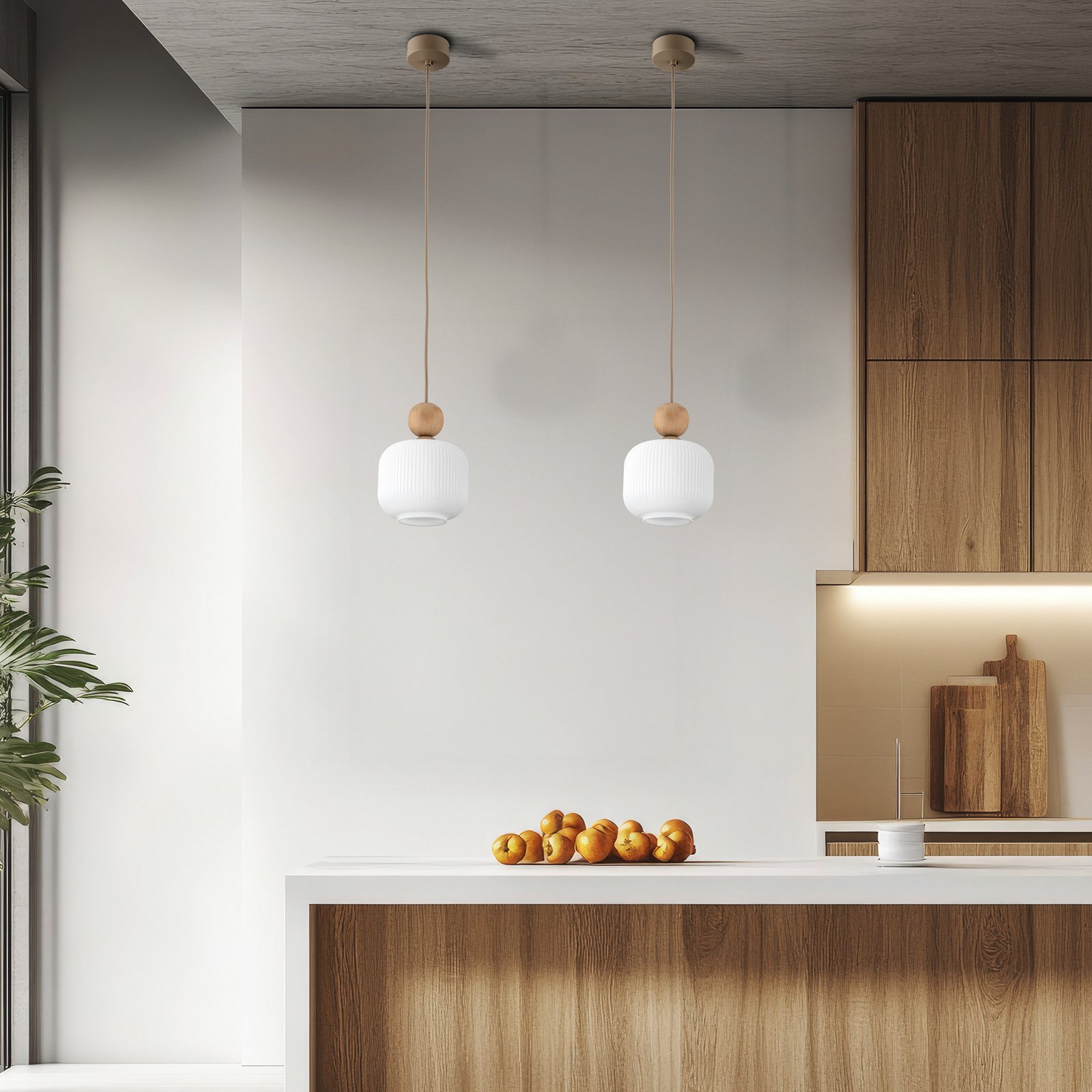 Suspension Ballo, à 1 lampe, blanc, verre, Ø 15 cm, E14