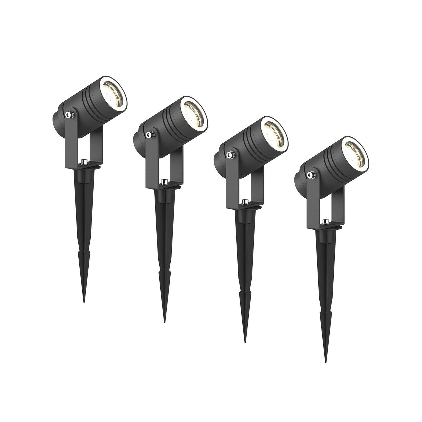 Lucande Außenstrahler Galina, 4er-Set, Erdspieß, Stecker