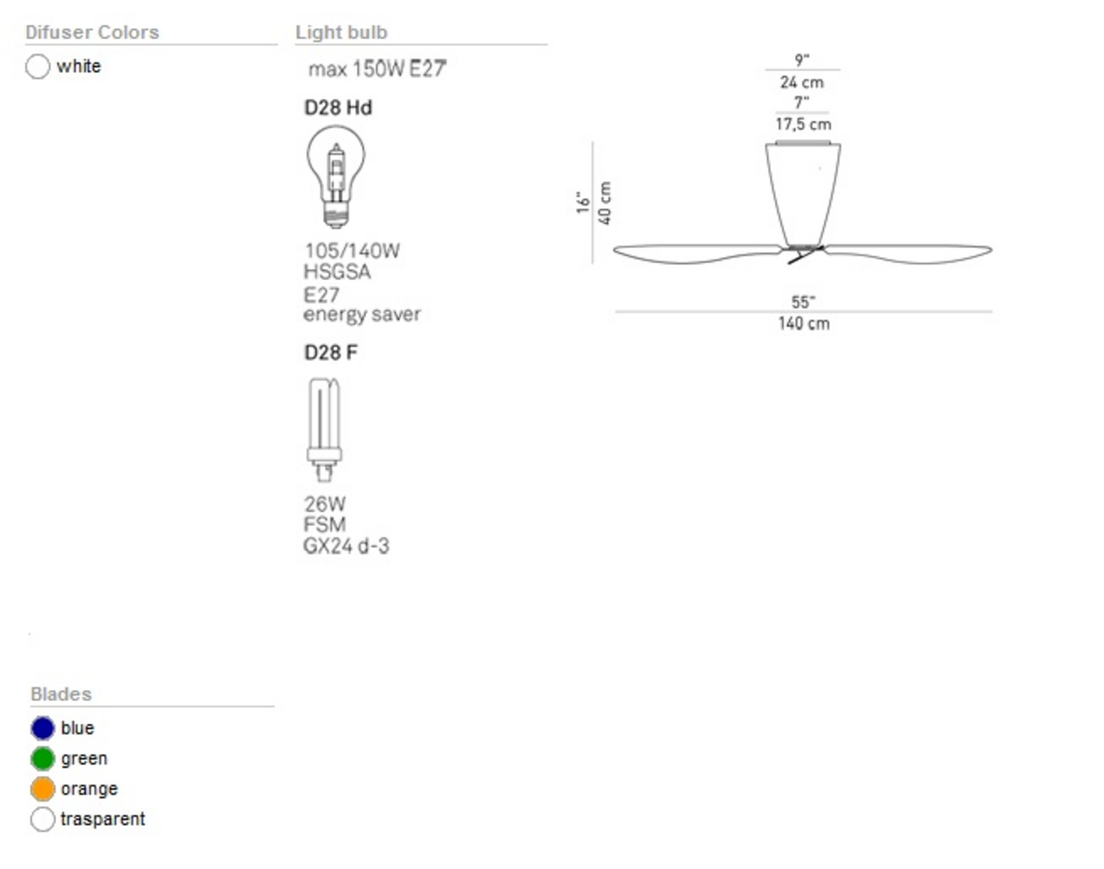 Blow Stropna lampa Tranparent/Prozirno E27 - Luceplan