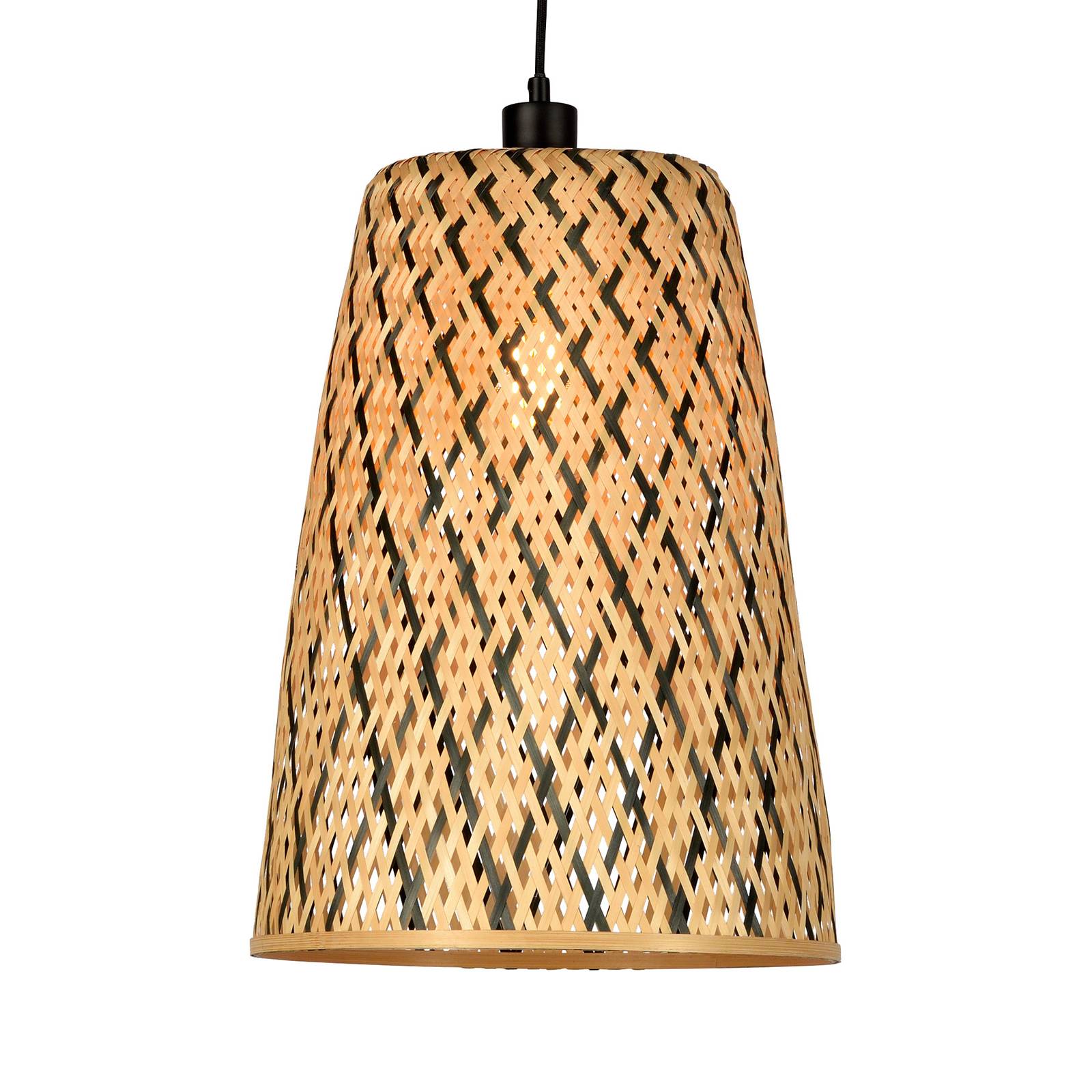 Good & Mojo Kalimantan -riippuvalo, kartio, K 48cm - design riippuvalaisin - lamppu Olohuoneen/ruokailutila luonnollinen, musta