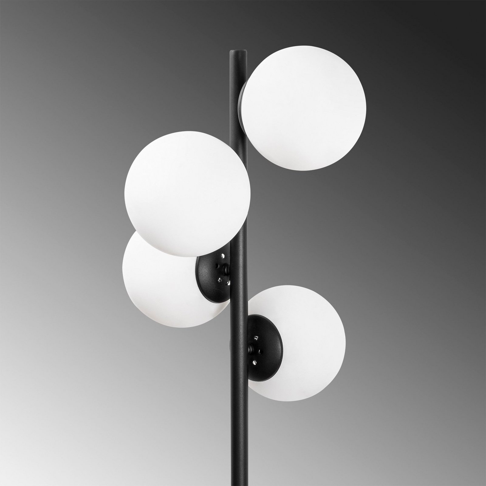 Faze floor lamp, black, glass, height 130 cm, 4-bulb, E27