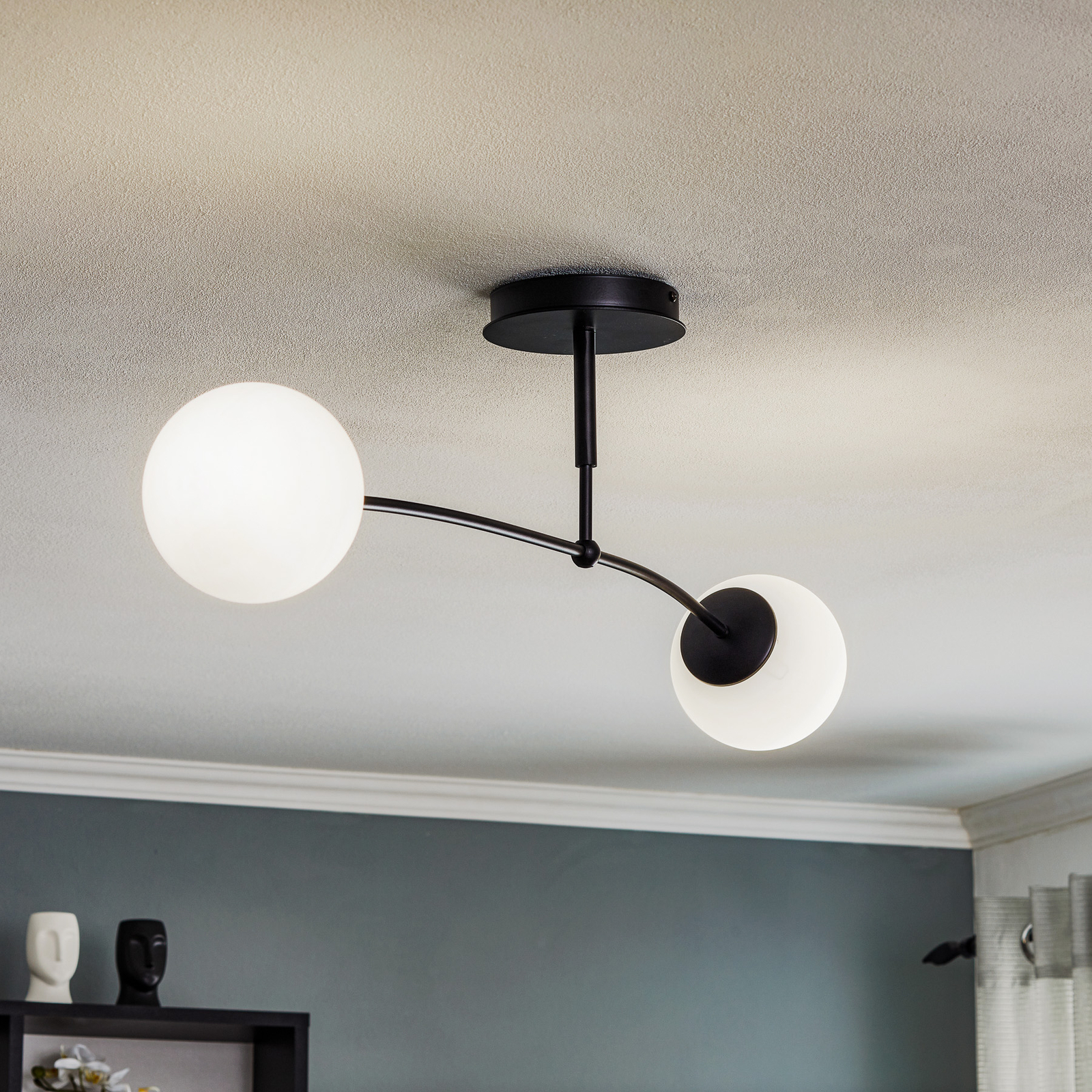 Pregos 2 ceiling light, two-bulb, black