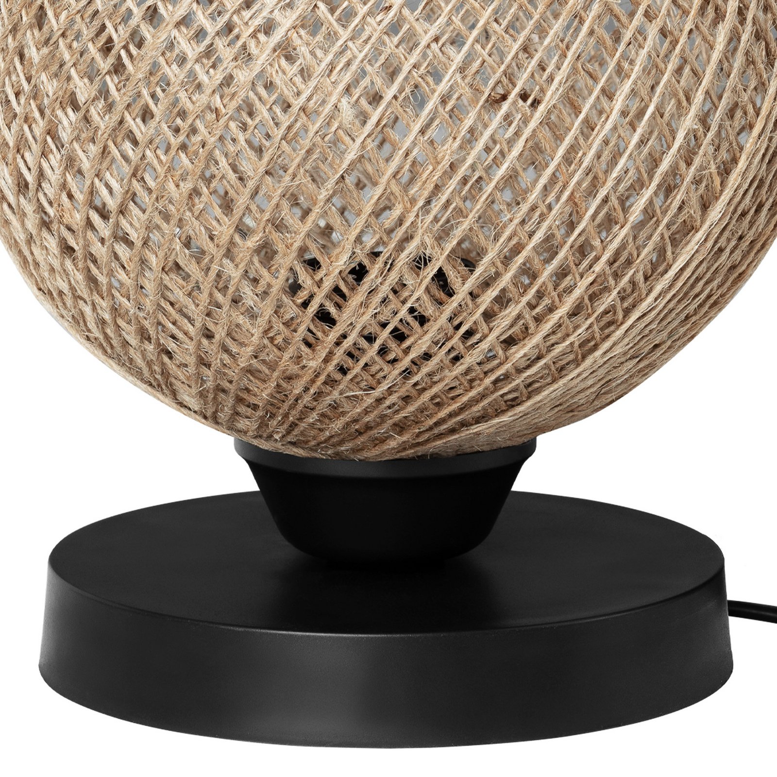 Настолна лампа Yumak, кафява/черна, Ø 18 cm, въже, метал