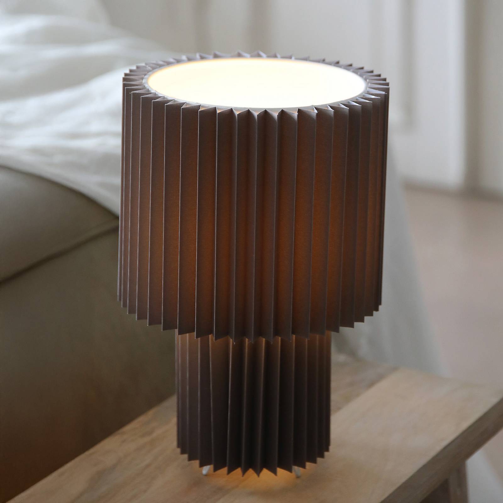 Markslöjd Tischleuchte Catis, grau, 32 cm hoch, Textil, E27 günstig online kaufen