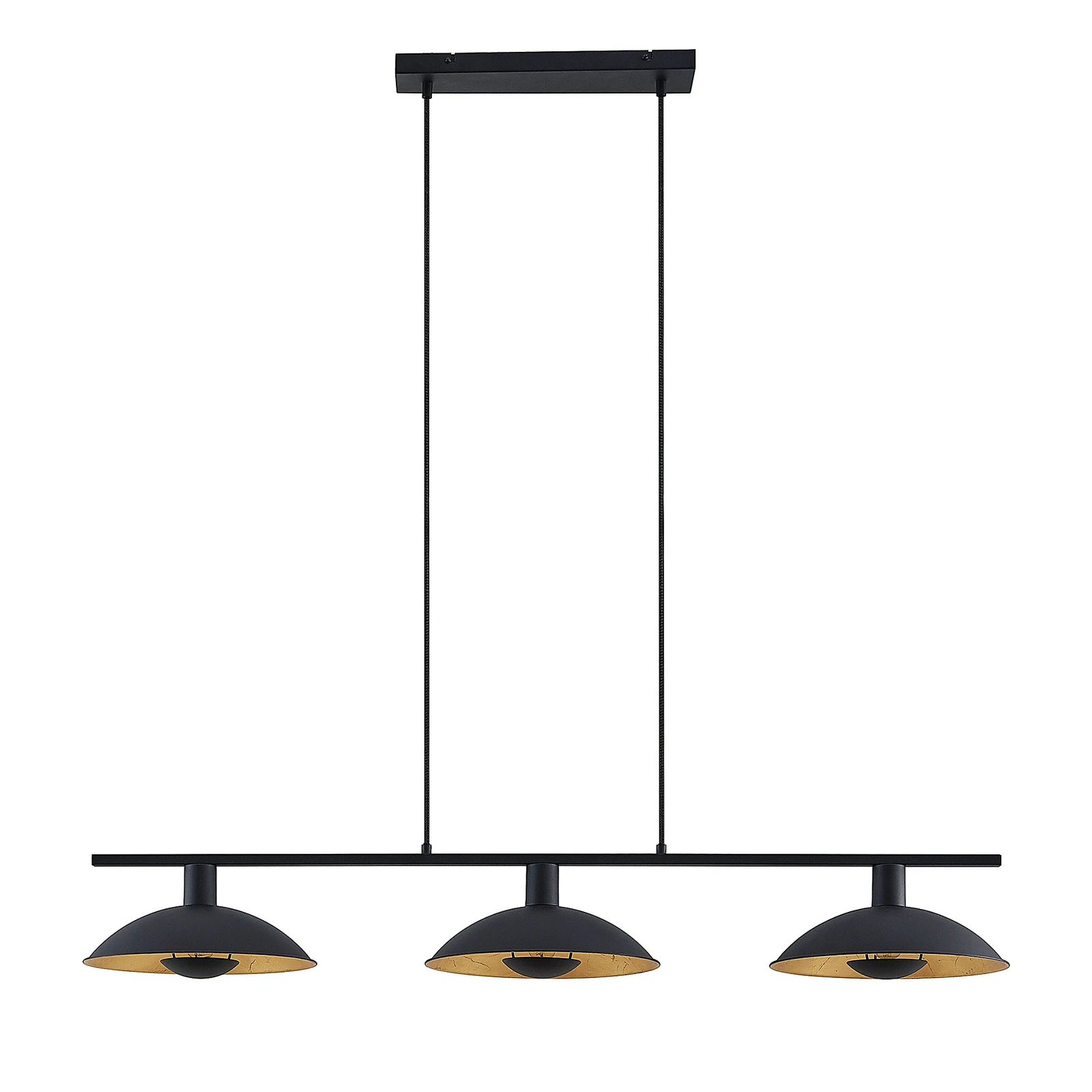 Lindby hængelampe Narisara, 118 cm, E14, 3 lyskilder, sort-guld