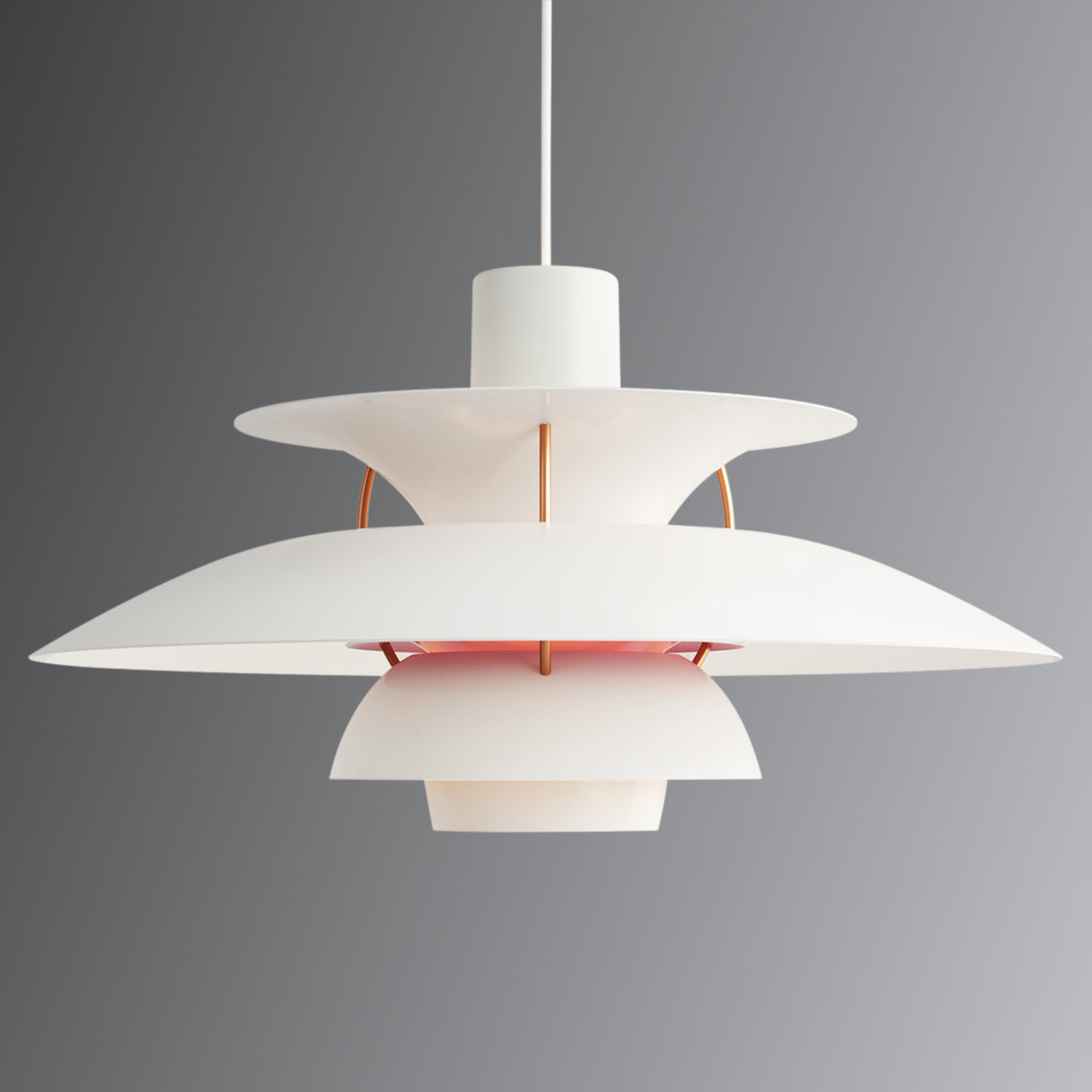 Louis Poulsen PH 5,designerska lampa wisząca,biała