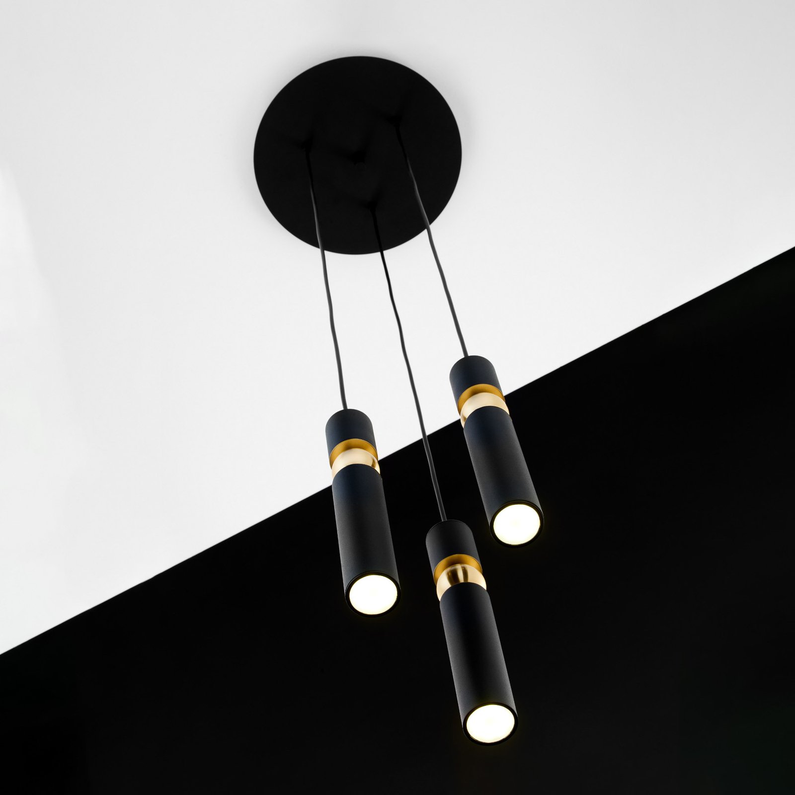 Suspension Alas, 3 lampes, noir, métal, GU10