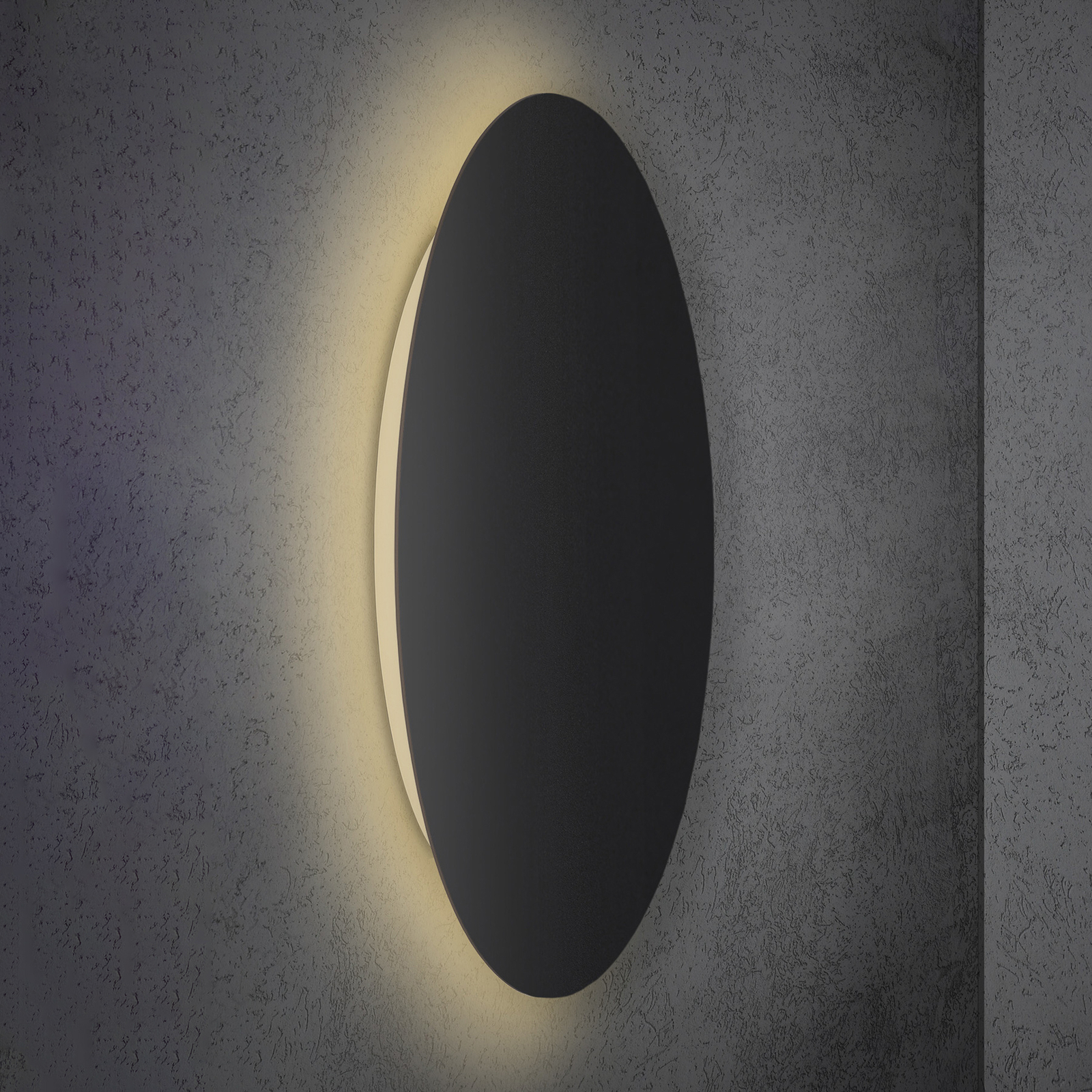 Escale Blade LED wall light, matt black, Ø 95 cm