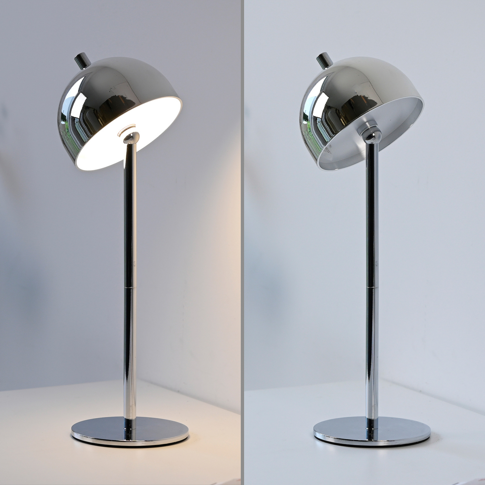 SCHÖNER WOHNEN LED stolna lampa na baterije Belies, krom, IP54 SCHÖNER WOHNEN LED stolna lampa na baterije Belies, krom, IP54