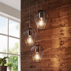 Lampa wisząca Newtown, czarna, 3-punktowa, okrągła