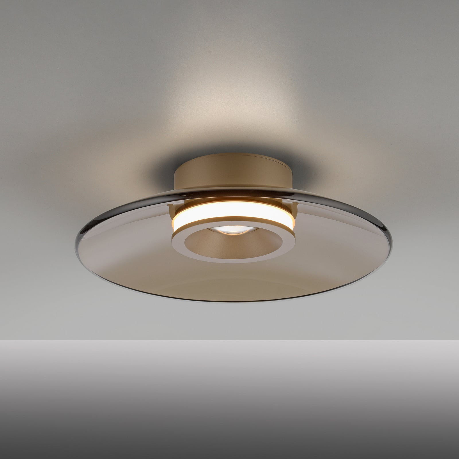 Moon LED-Deckenlampe bronce Ø32cm, Amberglas (dunkel) - PURE