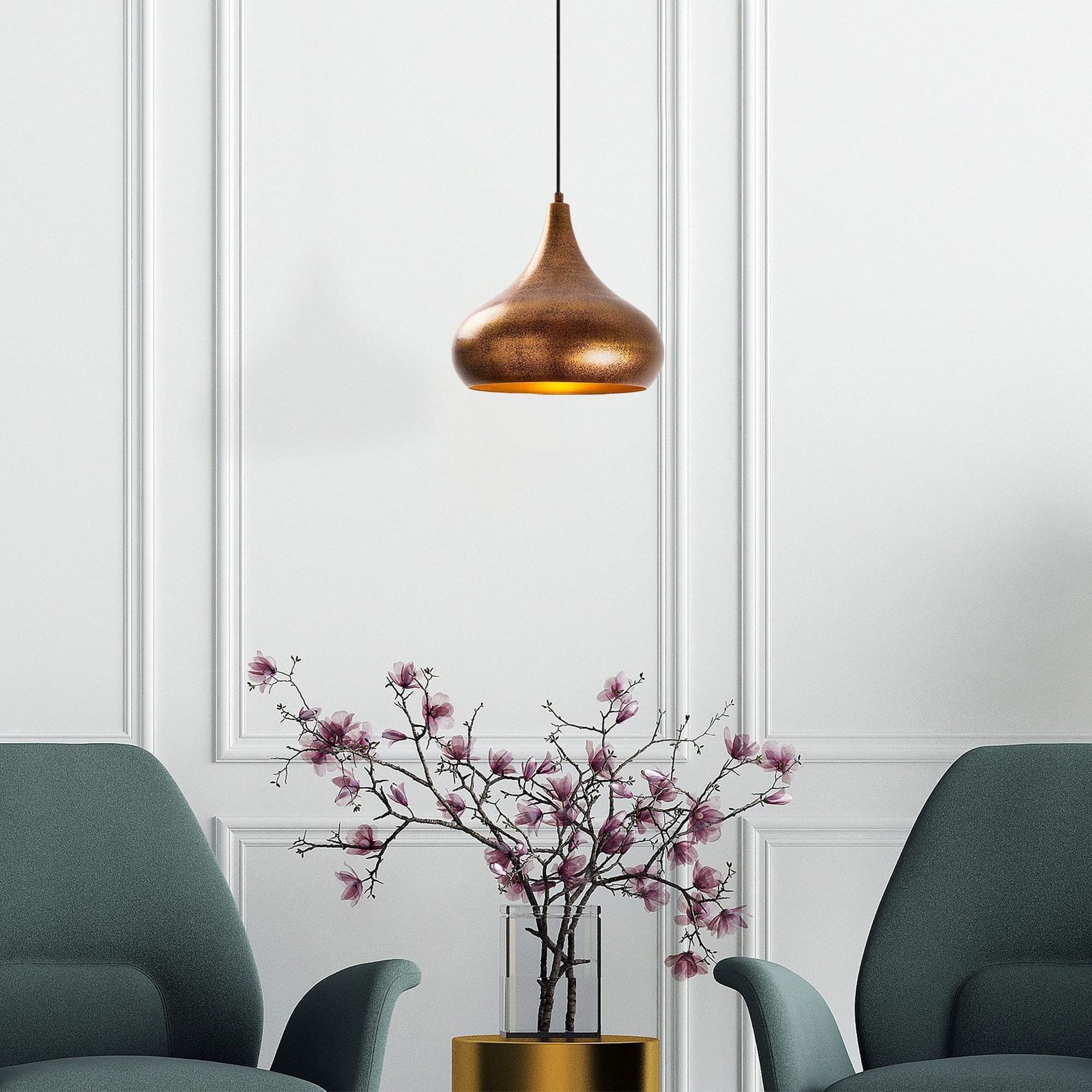 Muba 11550 pendant light, burnished brass, metal, Ø 26 cm