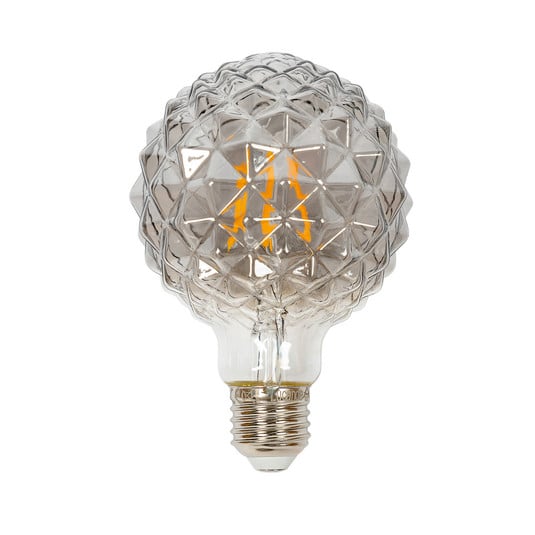 Lucande LED-Globelampe G95, E27 3,8W, 1800K, Struktur, rauch