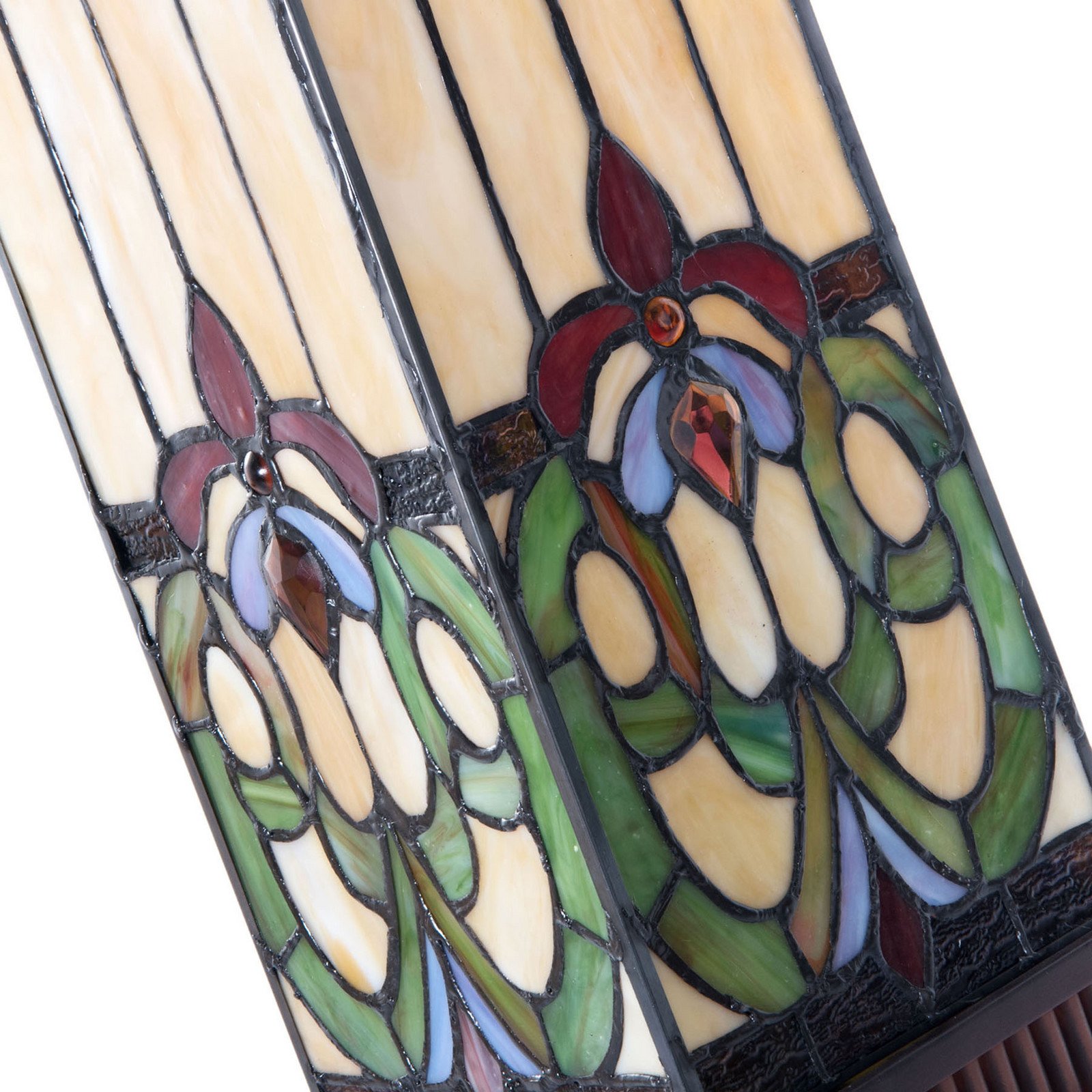 Clayre&Eef Lampă de masă 5907 sticlă colorată stil Tiffany - Camera de zi / sufragerie - maro închis colorat