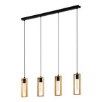 Závěsné světlo Littleton černá/hnědá, 4 zdroje