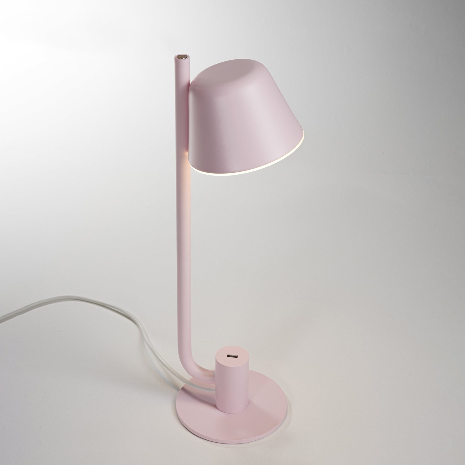 Prandina Bima T1 USB lampa stołowa LED, różowa