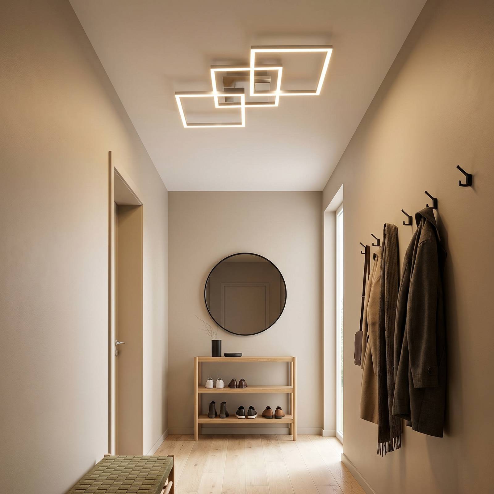 Briloner LED plafondlamp Frame step-dim chroom-alu 76x37cm