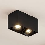 Downlight Arcchio Kubika, 19 cm, noir, à 2 lampes, métal