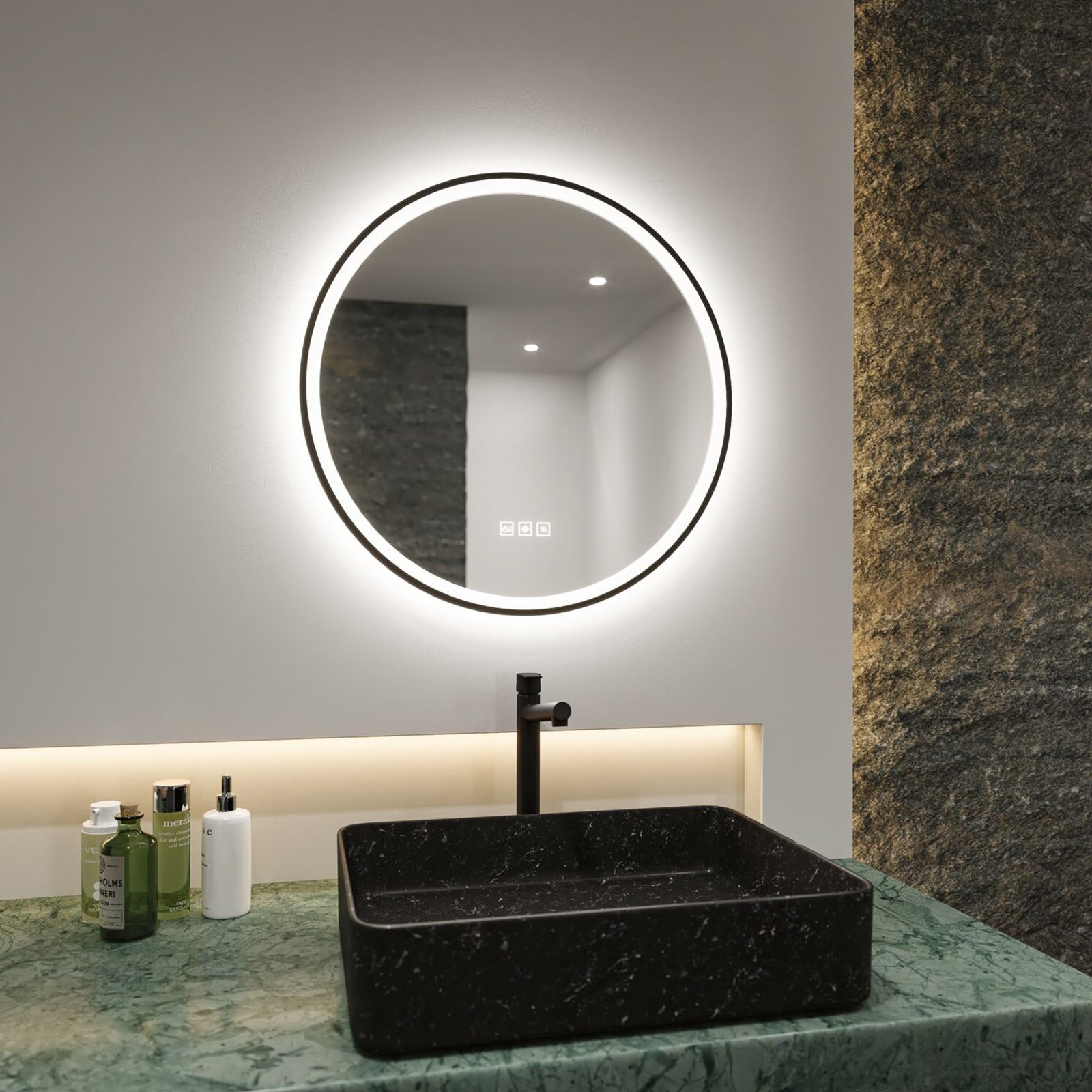 Mirra LED Illuminated Ogledalo IP44 Dim. Round Black/Mirror - Paulmann