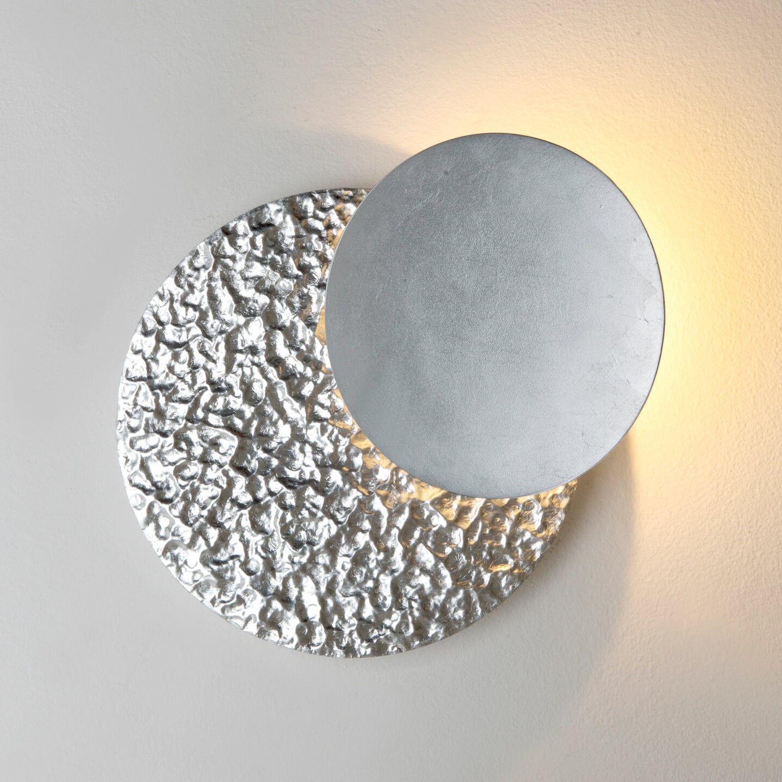 Aplique de pared LED CORONARE, Ø 26 cm, color plata, metal, atenuable