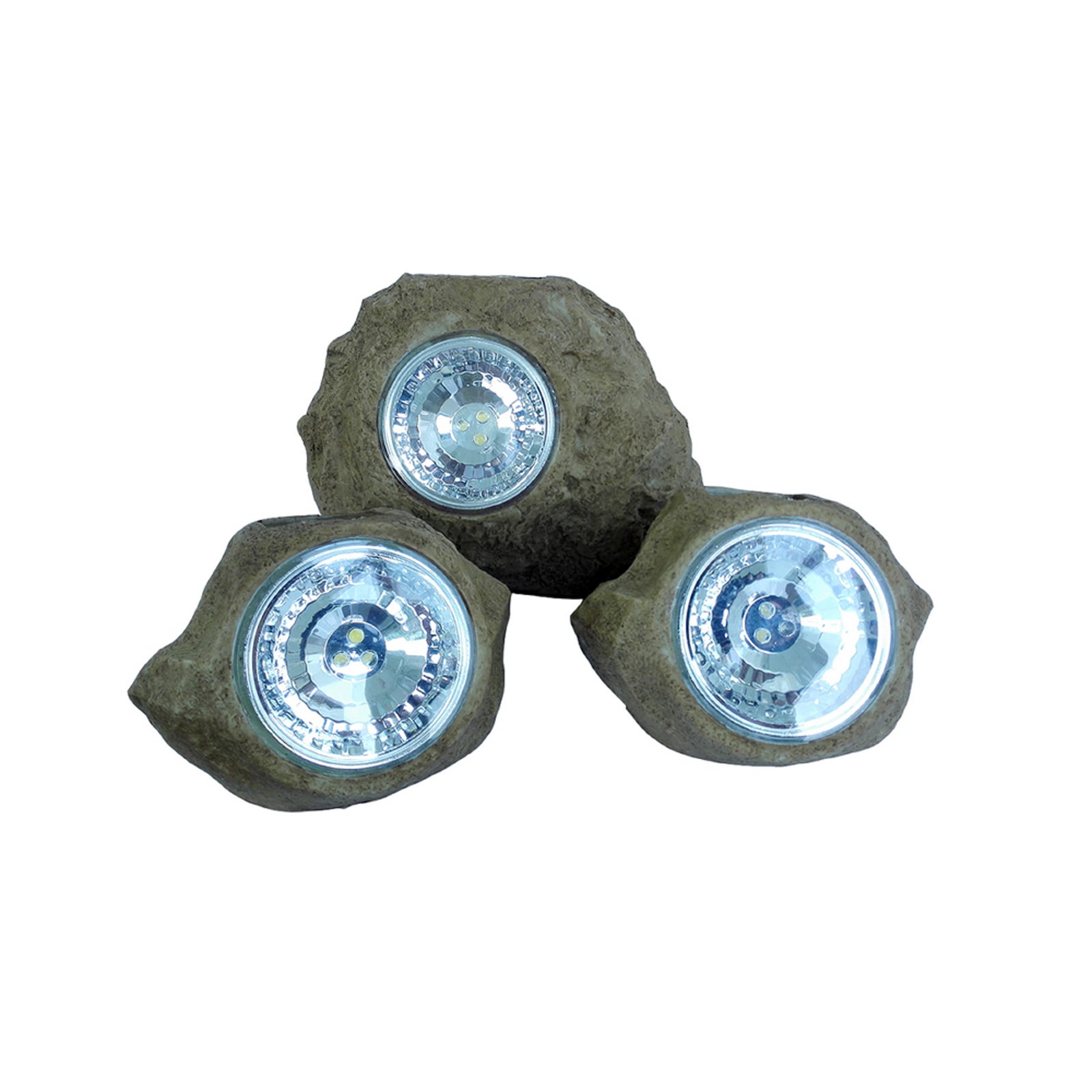 LED-solar-decoratieve lamp Rocky Brown, bruin, set van 3, kunststof