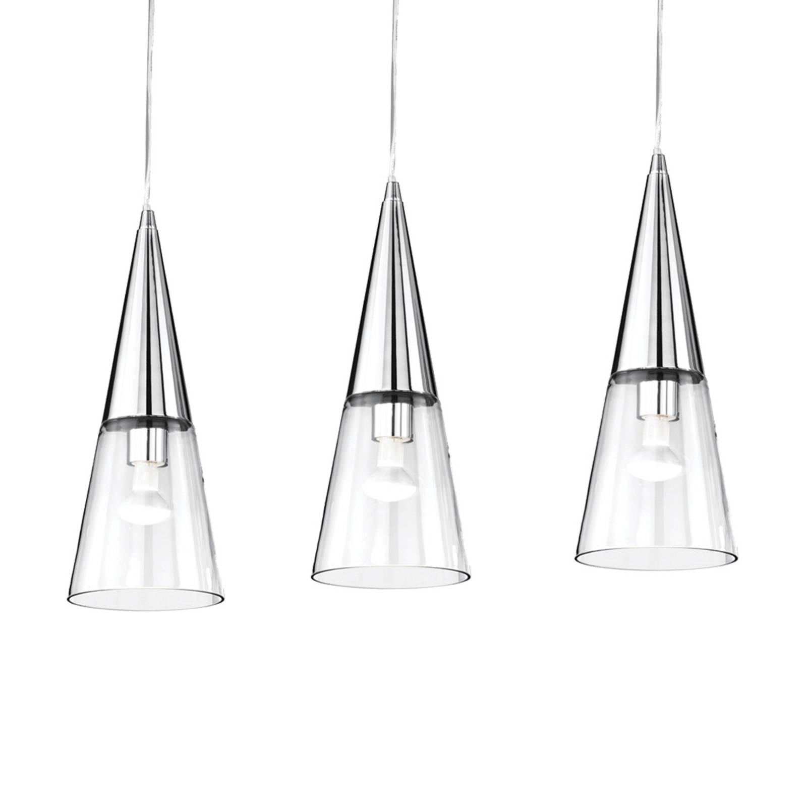 Hanglamp Cono 3-lamps chroom/transparant