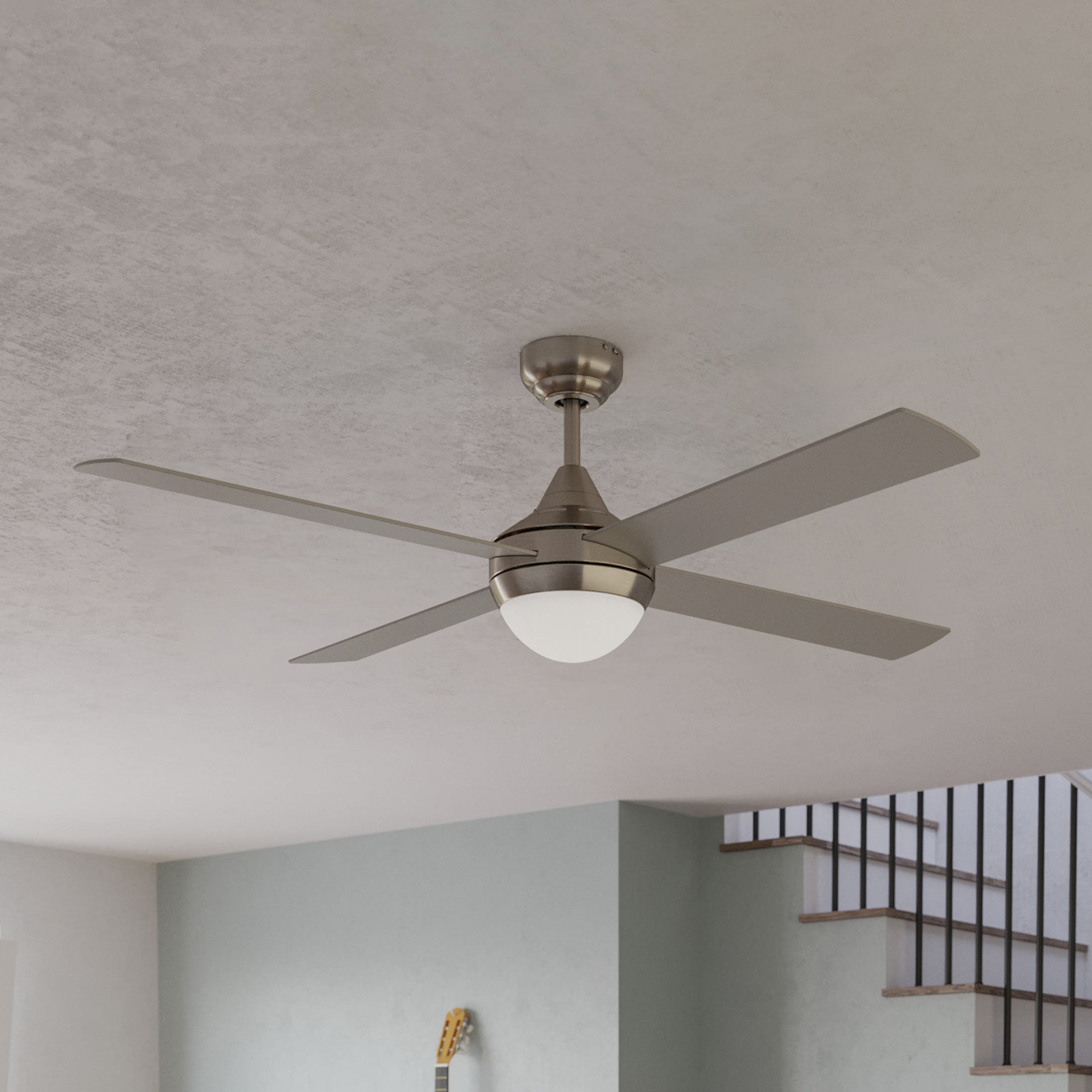 Varadero ceiling fan, E27, matt nickel, remote control