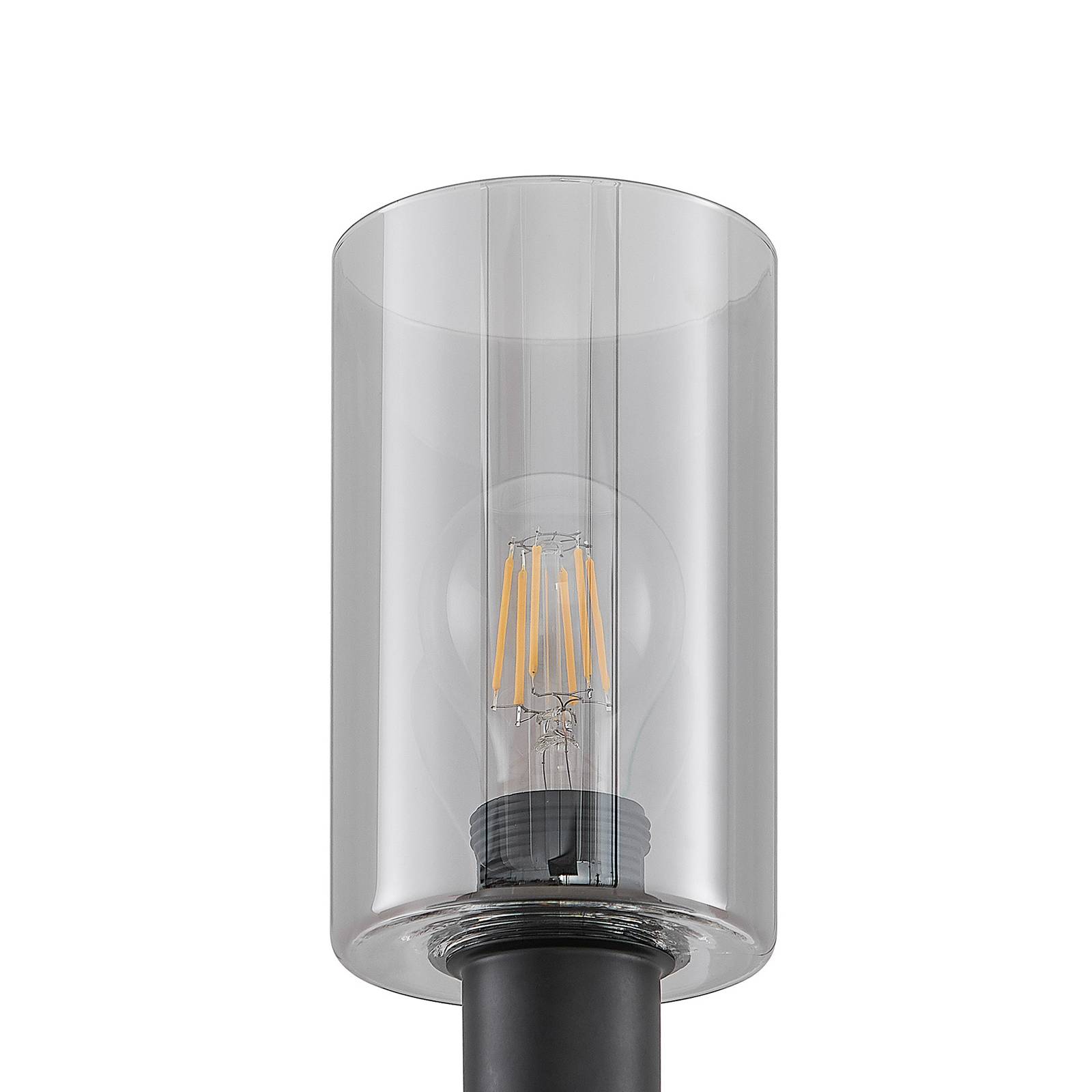 Lampa stołowa Lindby Emavi, czarny/dymny szary, szkło, E27