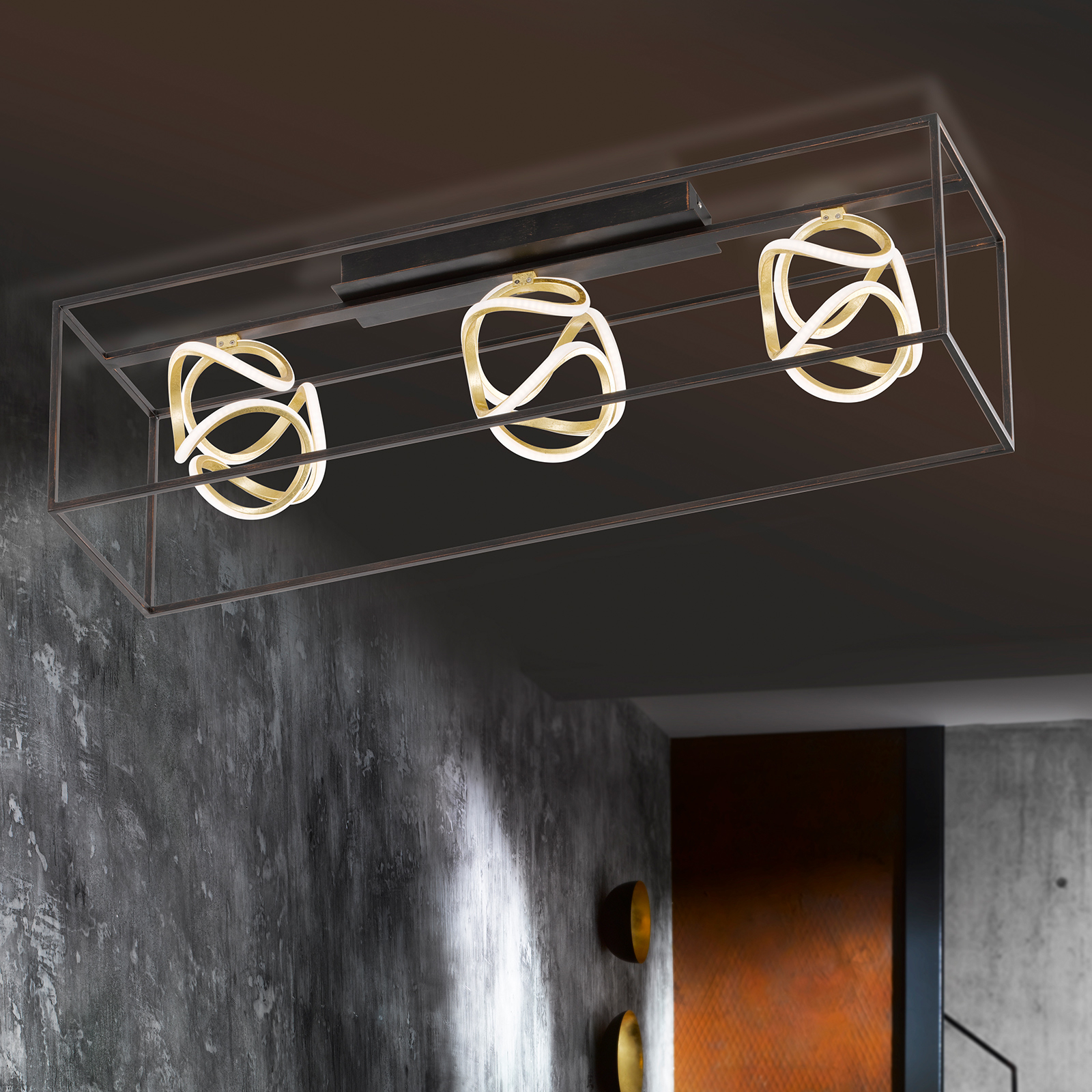 Gesa LED ceiling light with metal cage