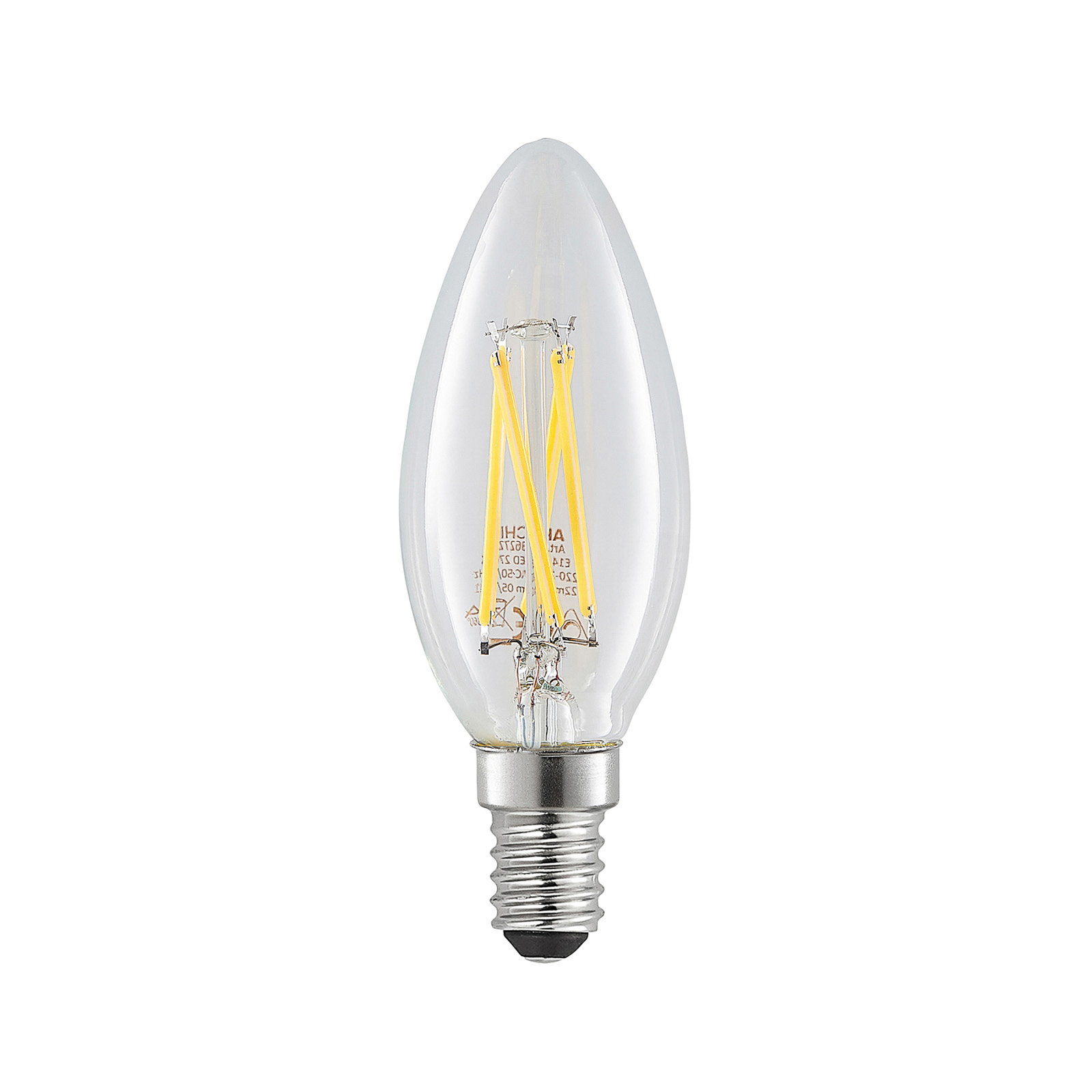 Bombilla LED filamento E14 4W 827 vela dim 2 ud