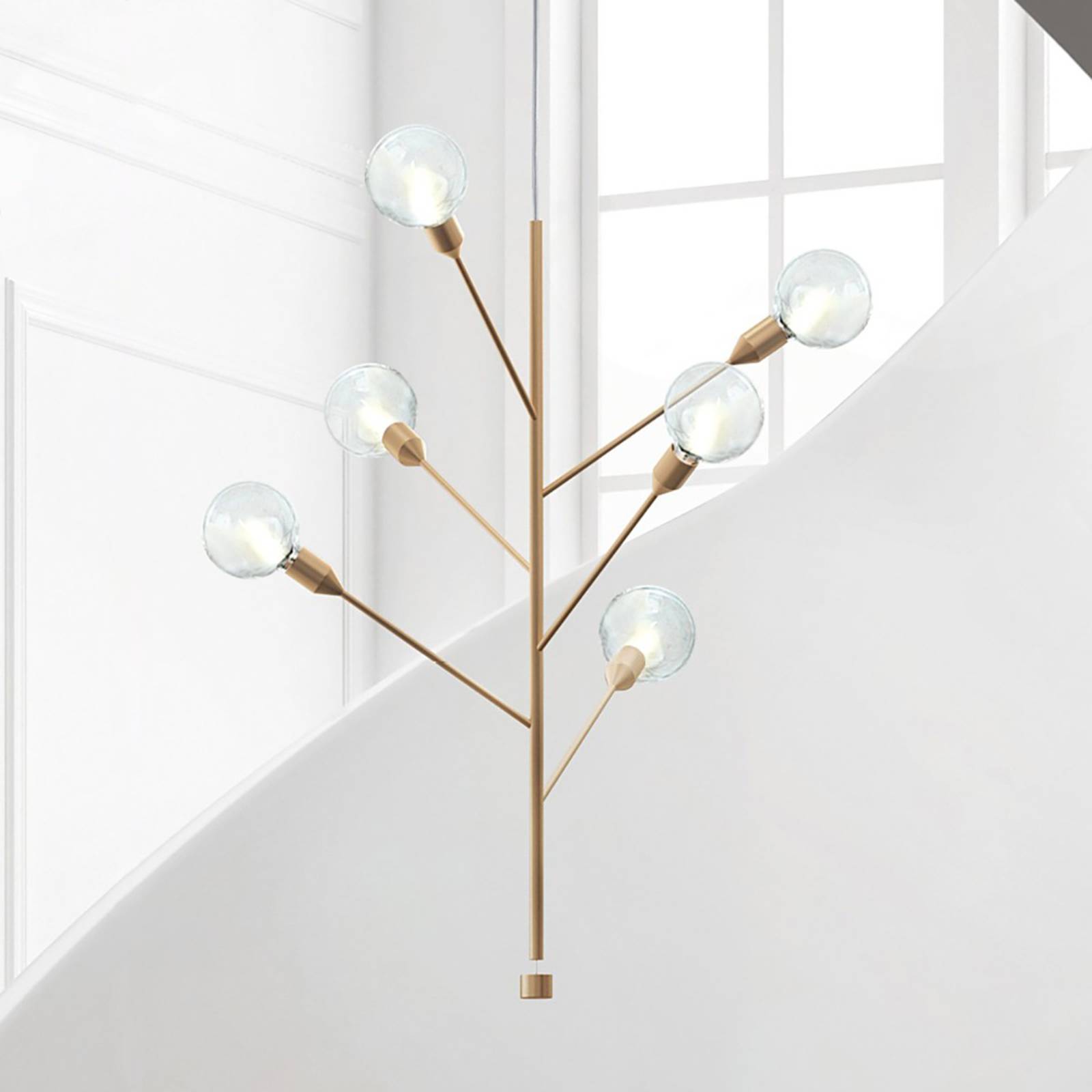 Modo Luce Baobab suspension à 6 lampes doré mat