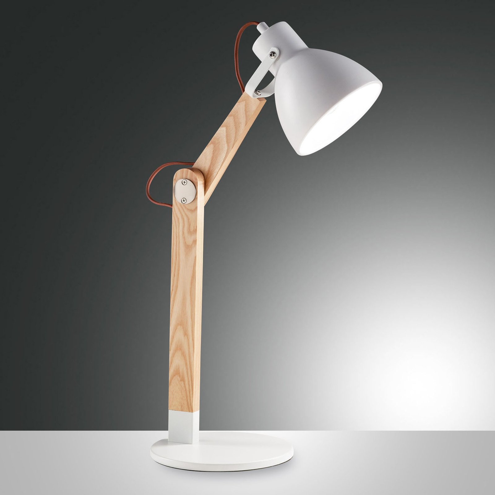 Table lamp Sveva in wood, white/ash