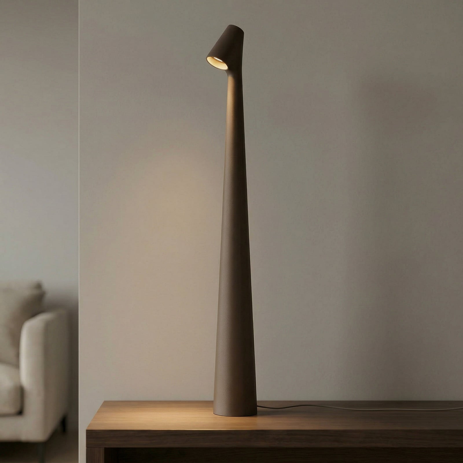 Lampa de masă cu baterie LED Vibia Africa înălțime 45 cm maro închis - Camera de zi / sufragerie - Design - Metal