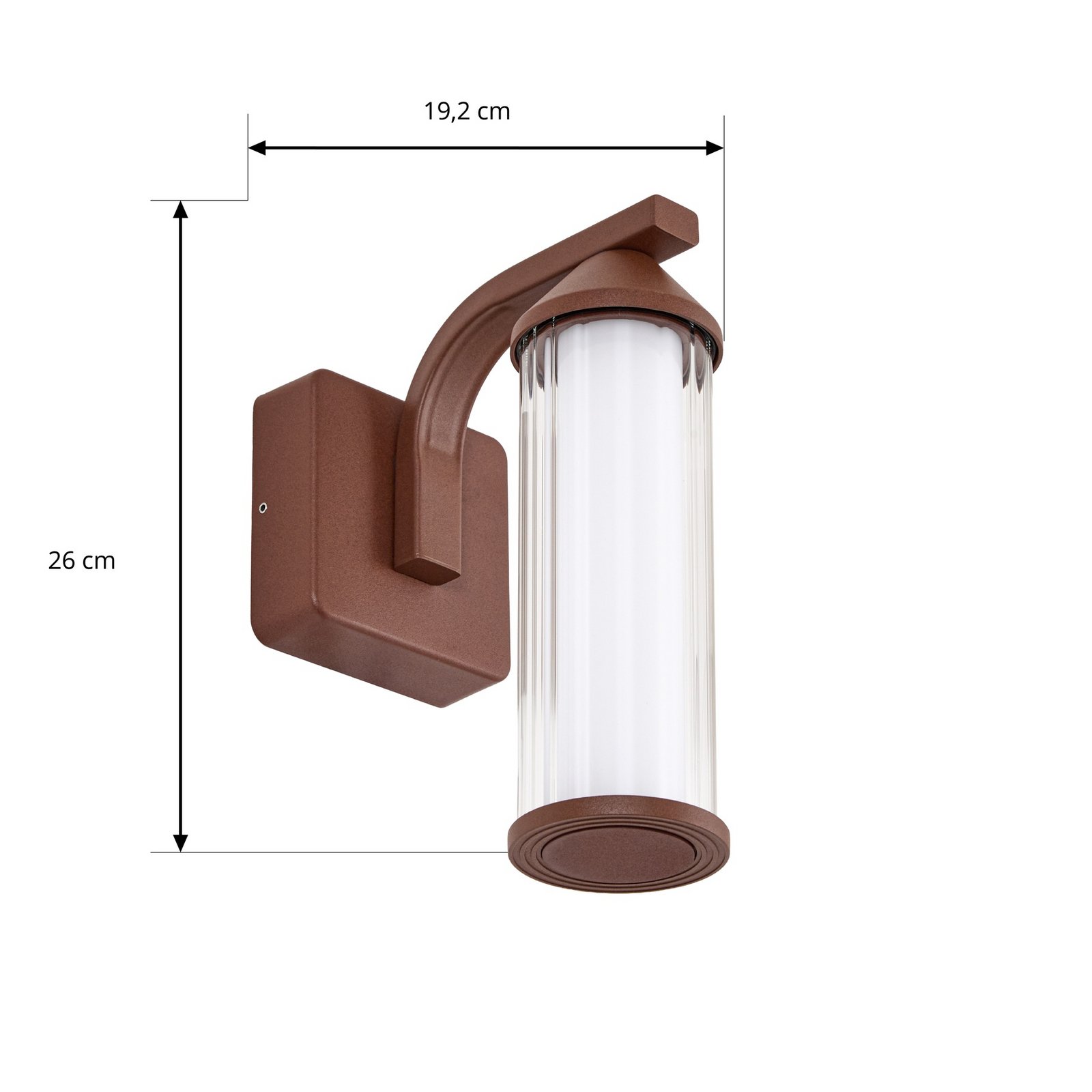 Lindby LED buiten wandlamp Neravio, roest, hoogte 26 cm, IP54