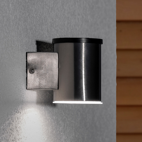 LED-utomhusvägglampa Tyson, solcell, rund, klar