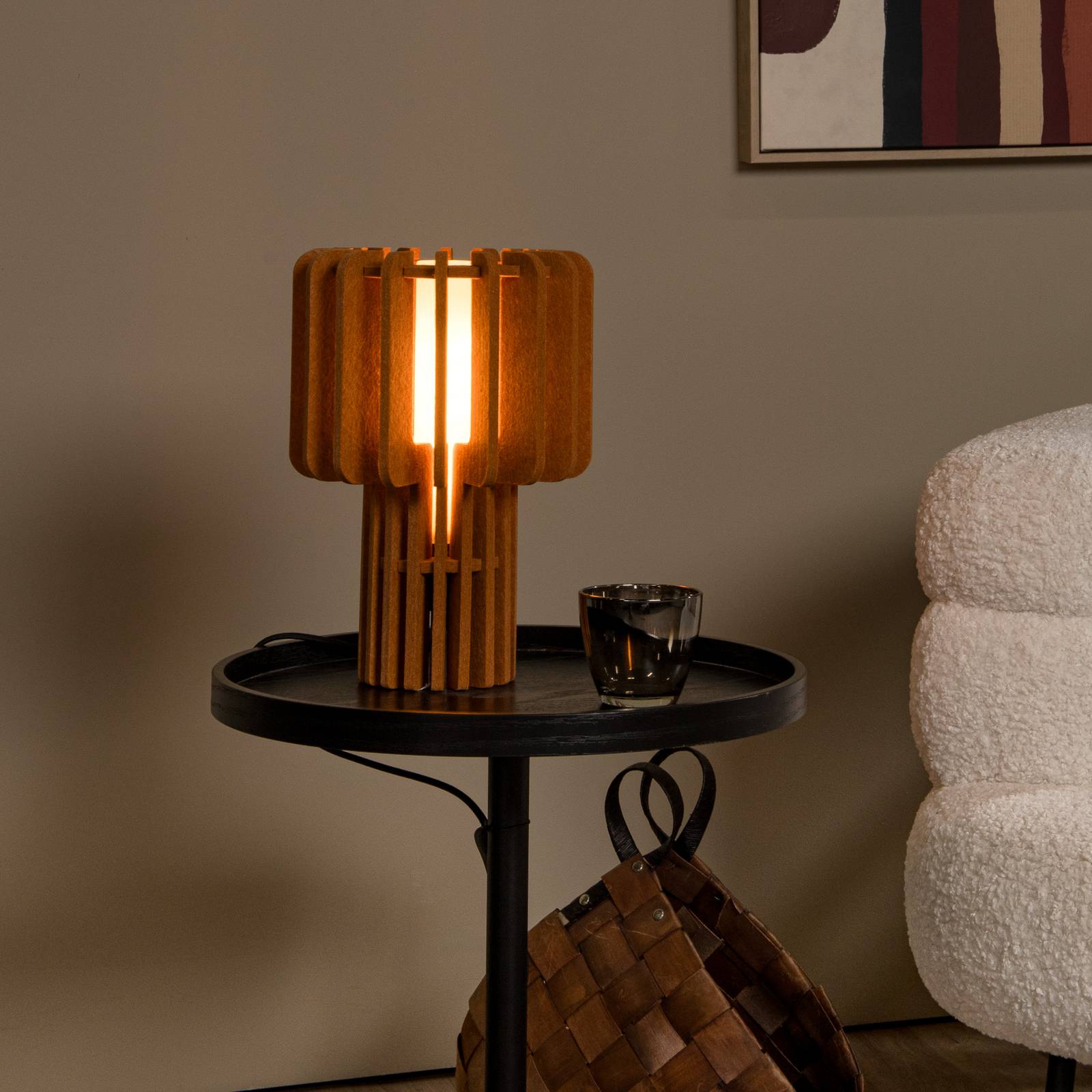 Tischleuchte Rollo, terrakotta, Höhe 35 cm, Filz/Glas/Metall günstig online kaufen